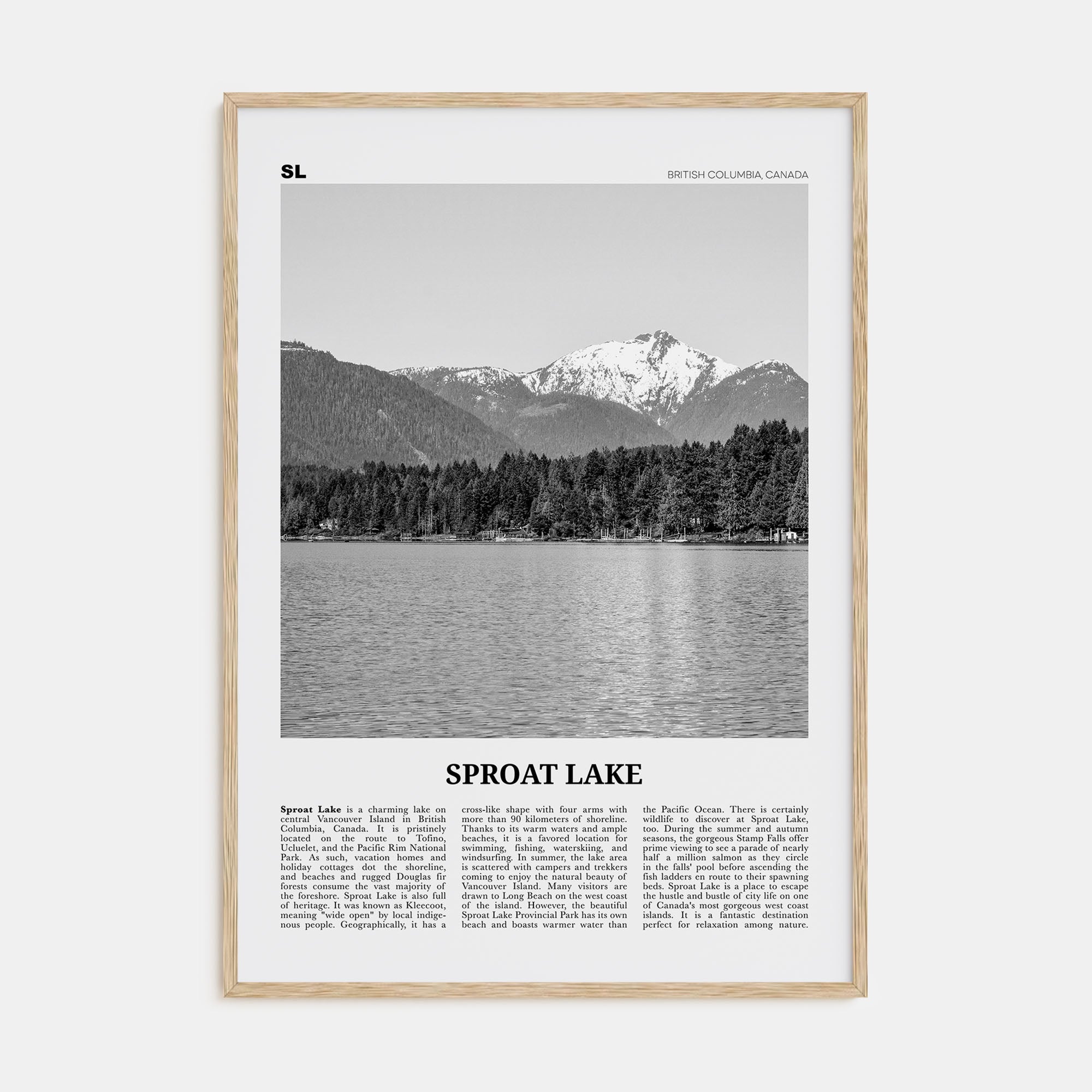 Sproat Lake Travel B&W Poster