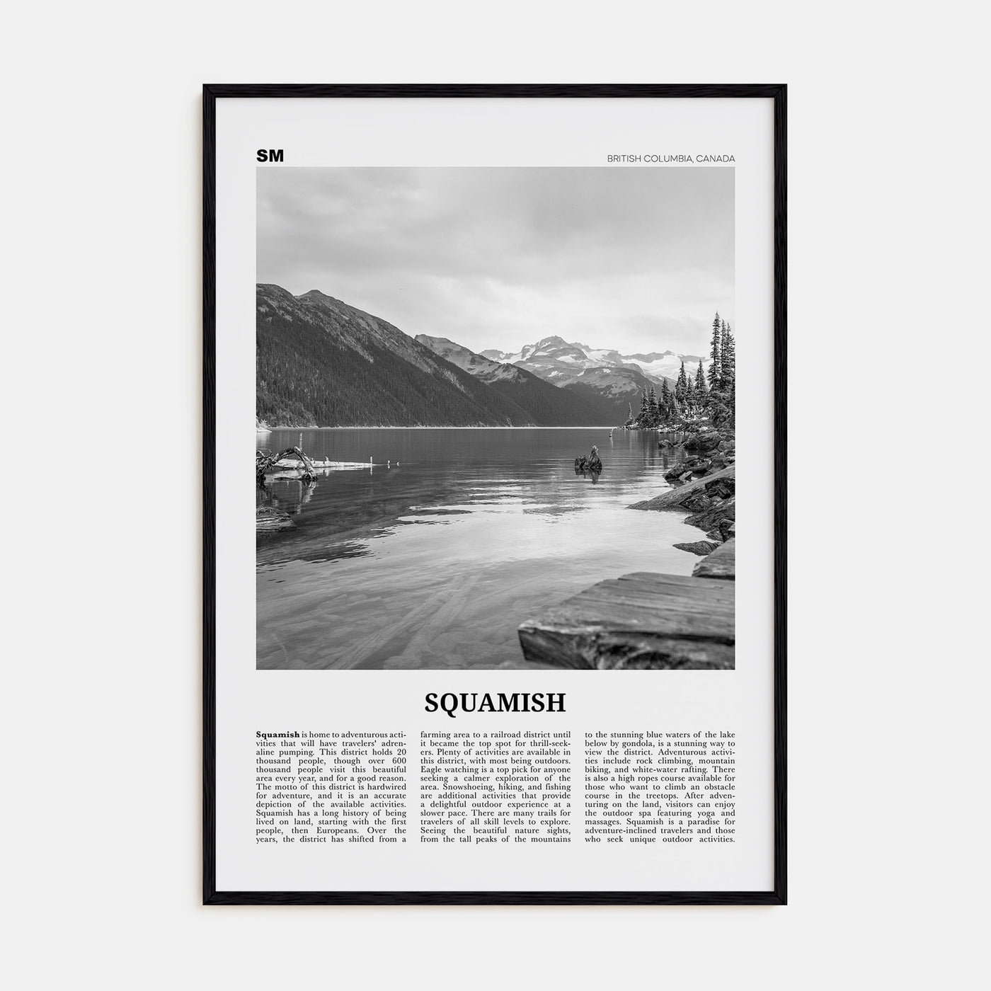 Squamish Travel B&W Poster