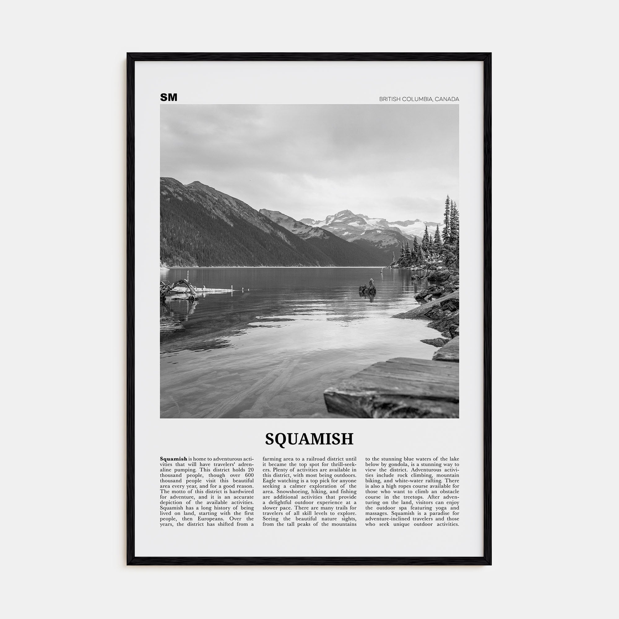 Squamish Travel B&W Poster