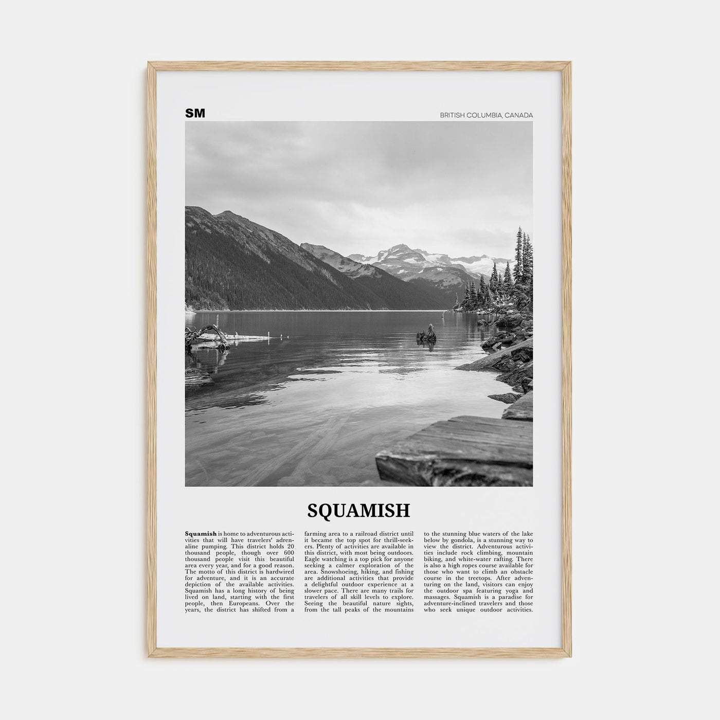 Squamish Travel B&W Poster