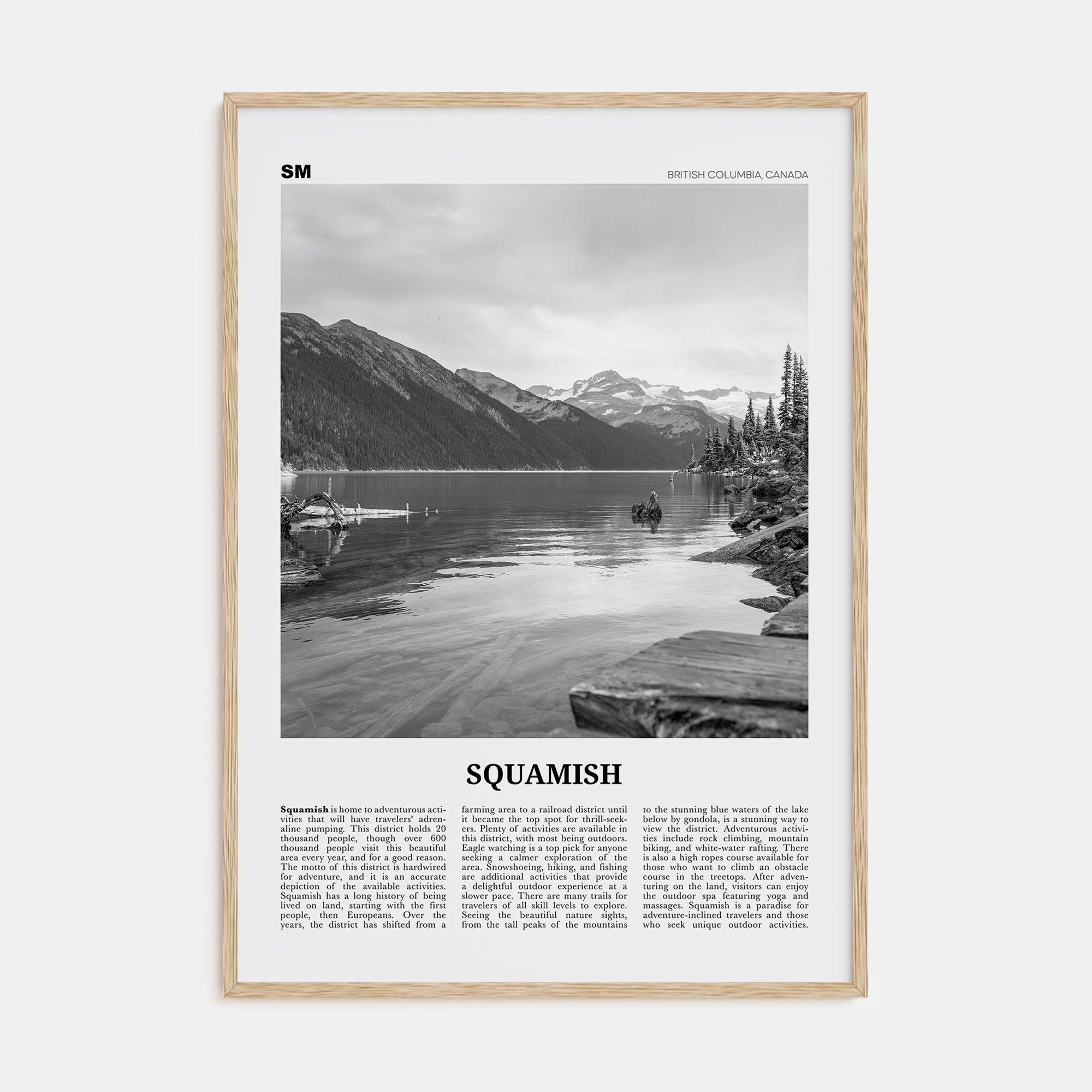 Squamish Travel B&W Poster