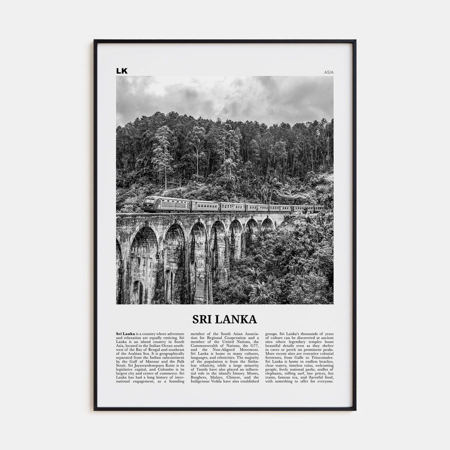 Sri Lanka Travel B&W Poster