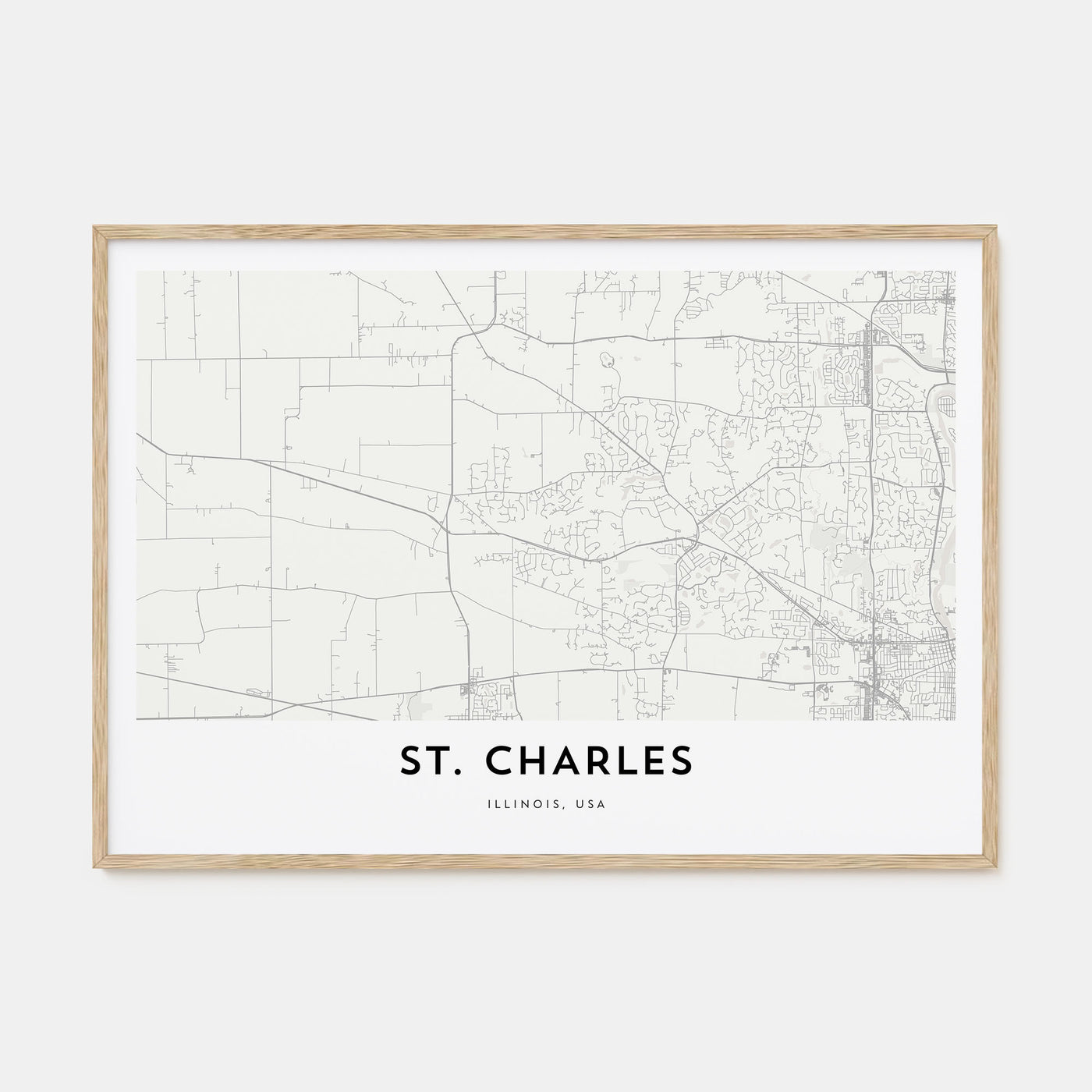 St. Charles, Illinois Map Landscape Poster