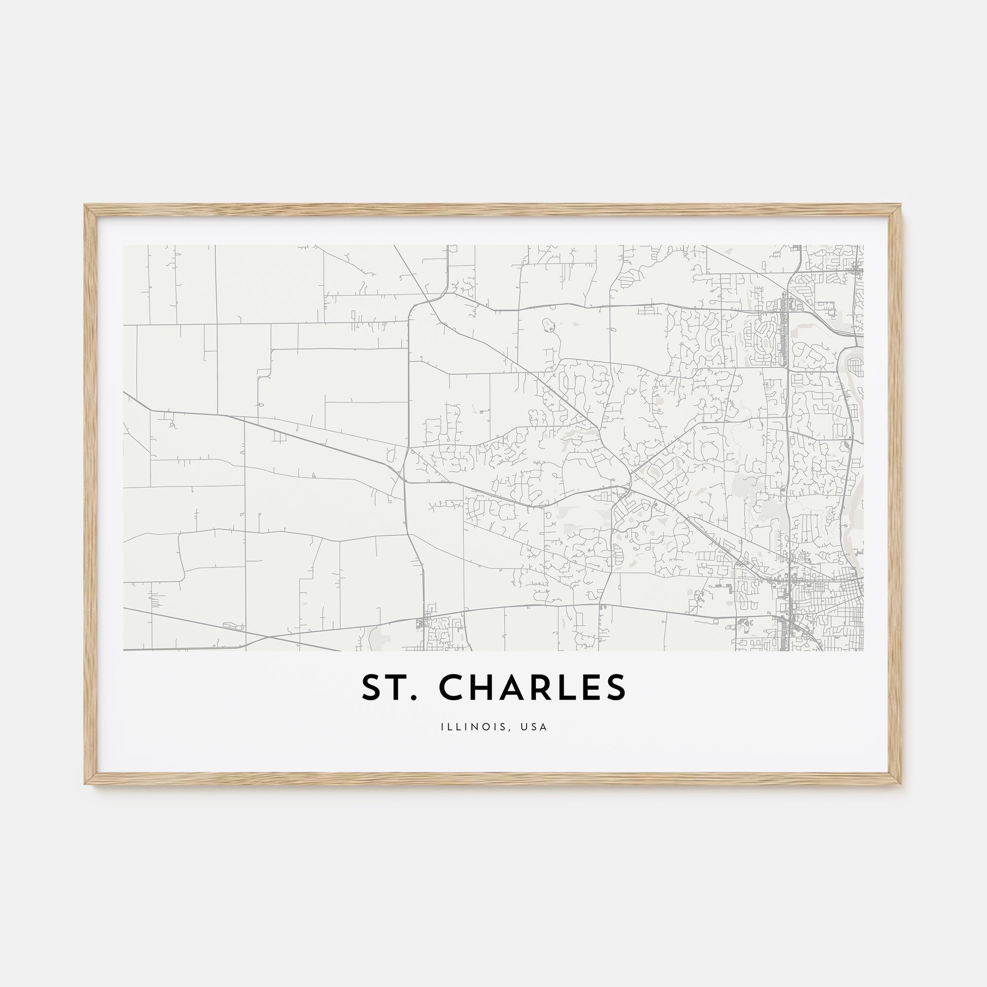 St. Charles, Illinois Map Landscape Poster