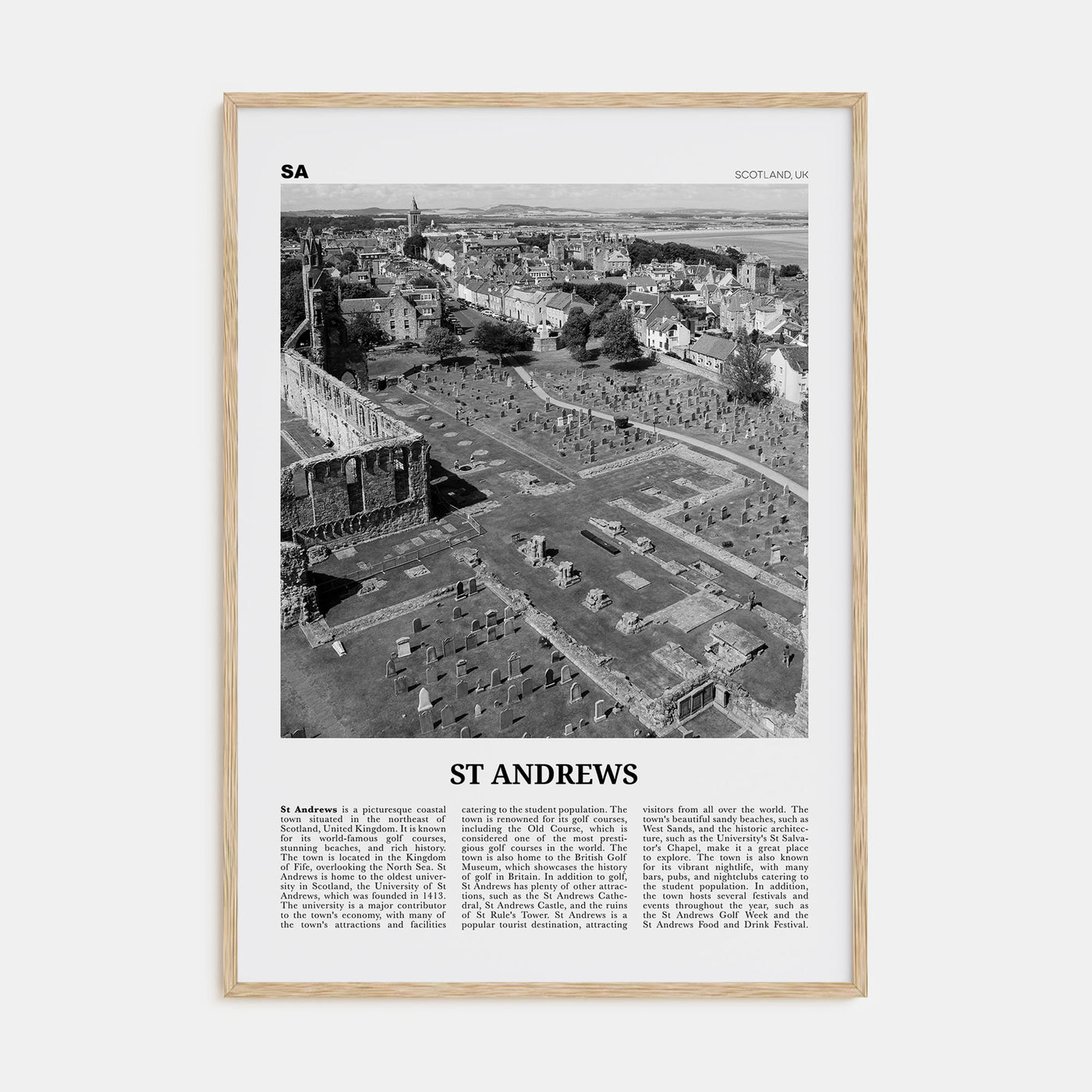St. Andrews Travel B&W Poster
