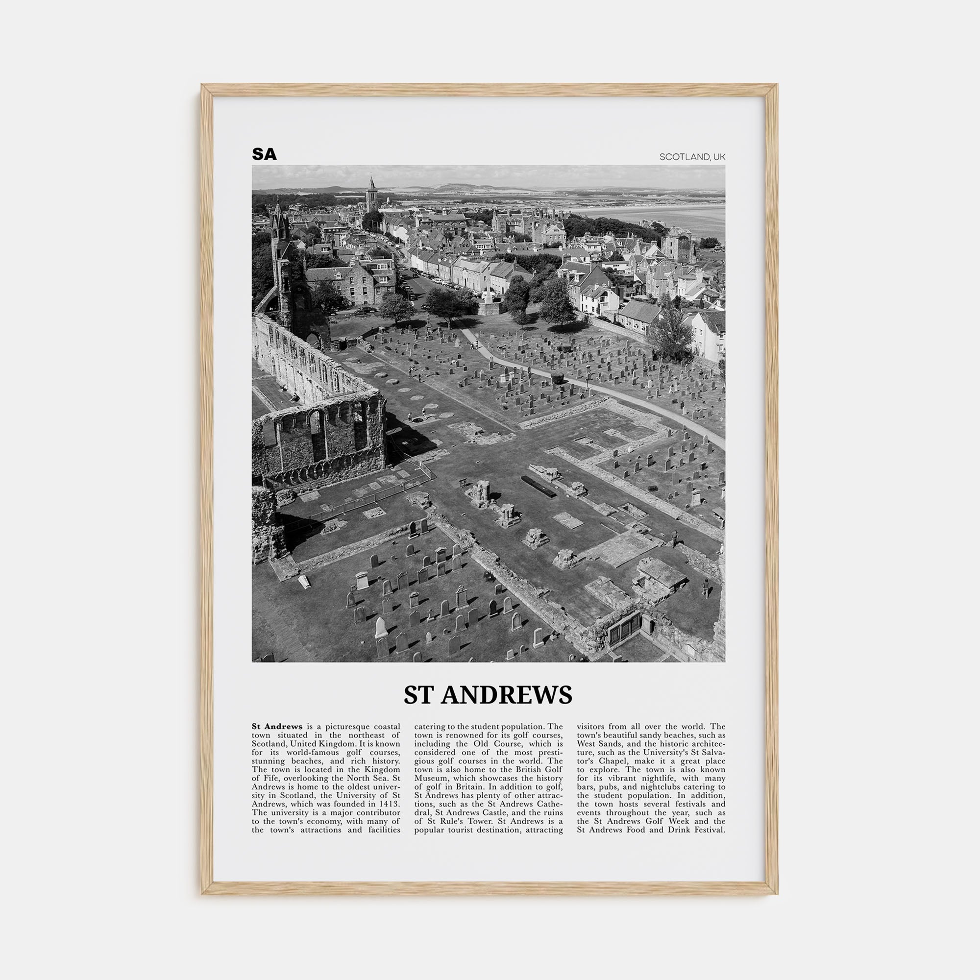 St. Andrews Travel B&W Poster