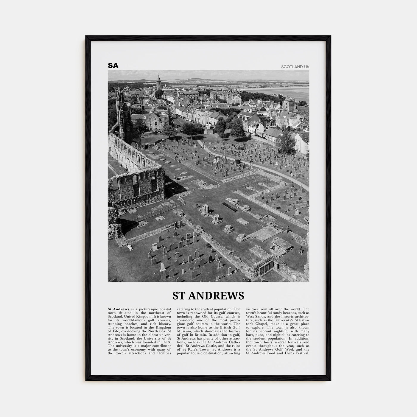 St. Andrews Travel B&W Poster