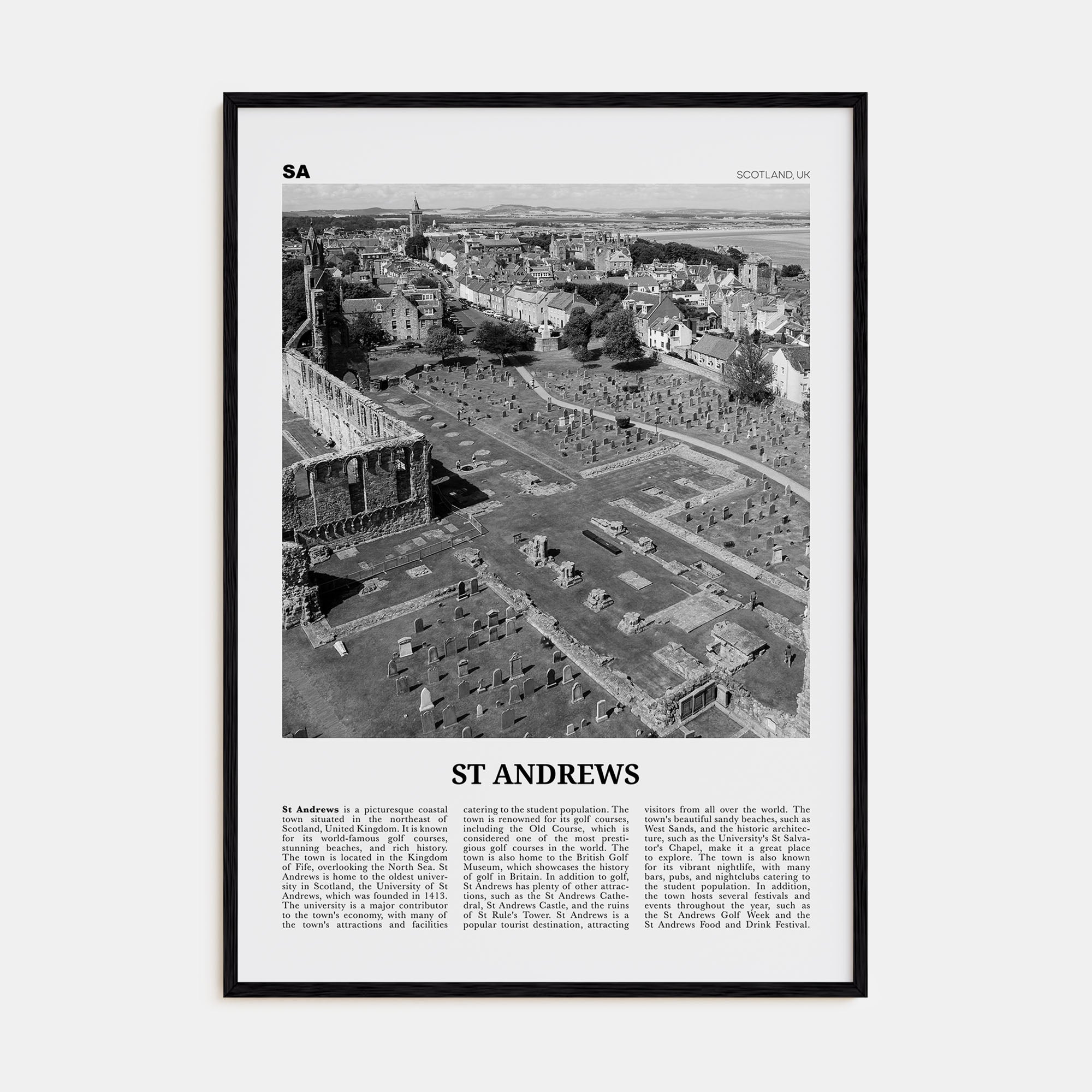 St. Andrews Travel B&W Poster