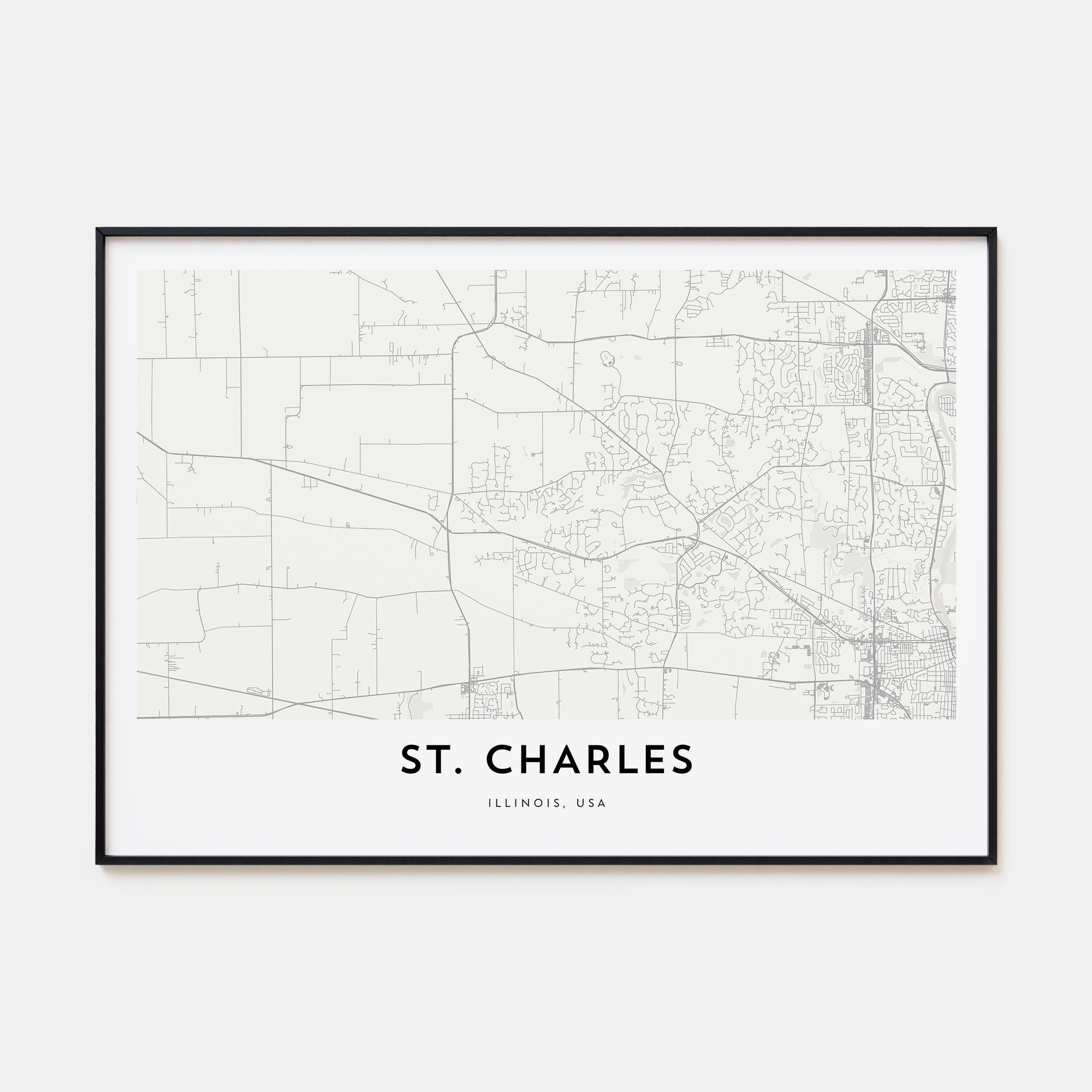 St. Charles, Illinois Map Landscape Poster