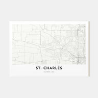 St. Charles, Illinois Map Landscape Poster