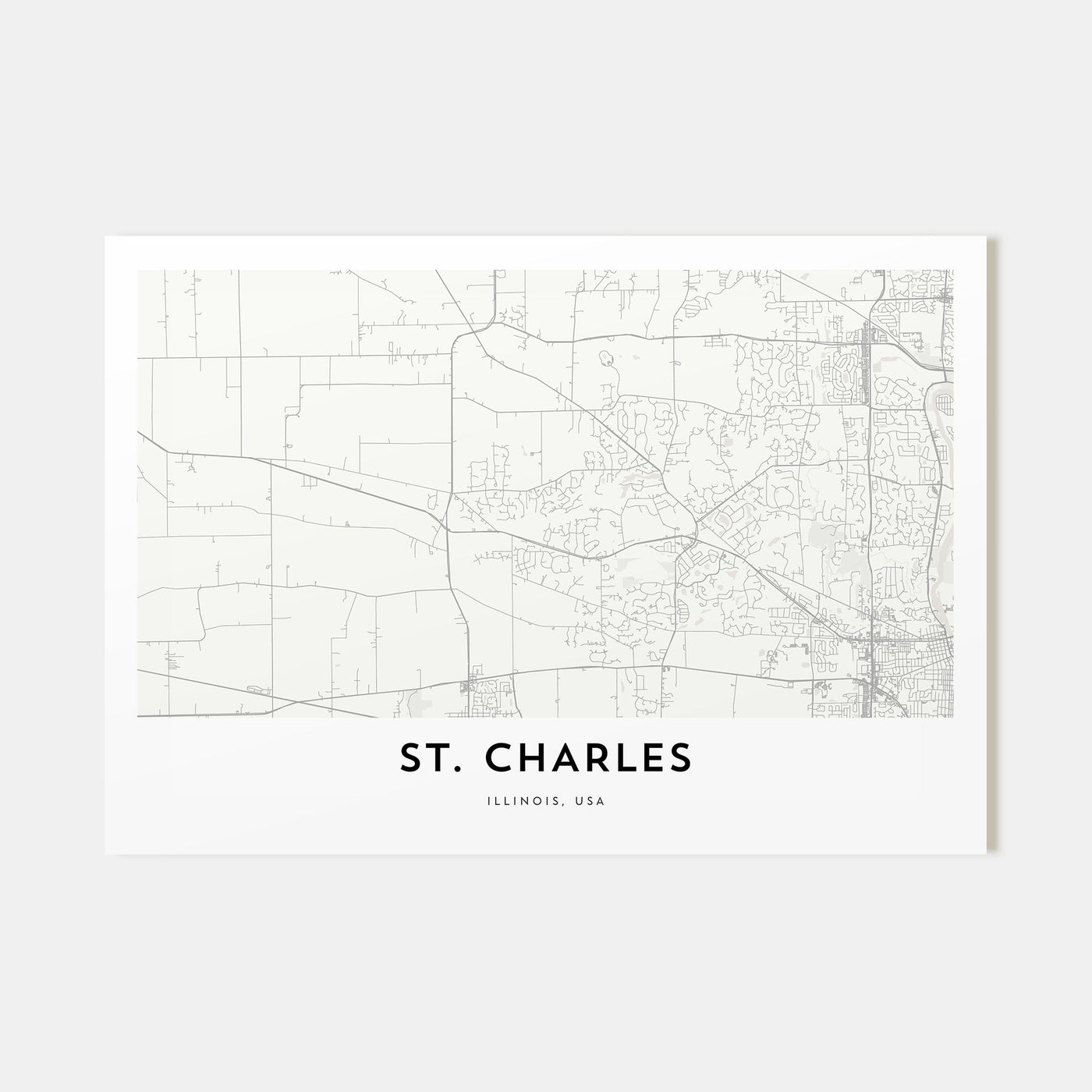 St. Charles, Illinois Map Landscape Poster
