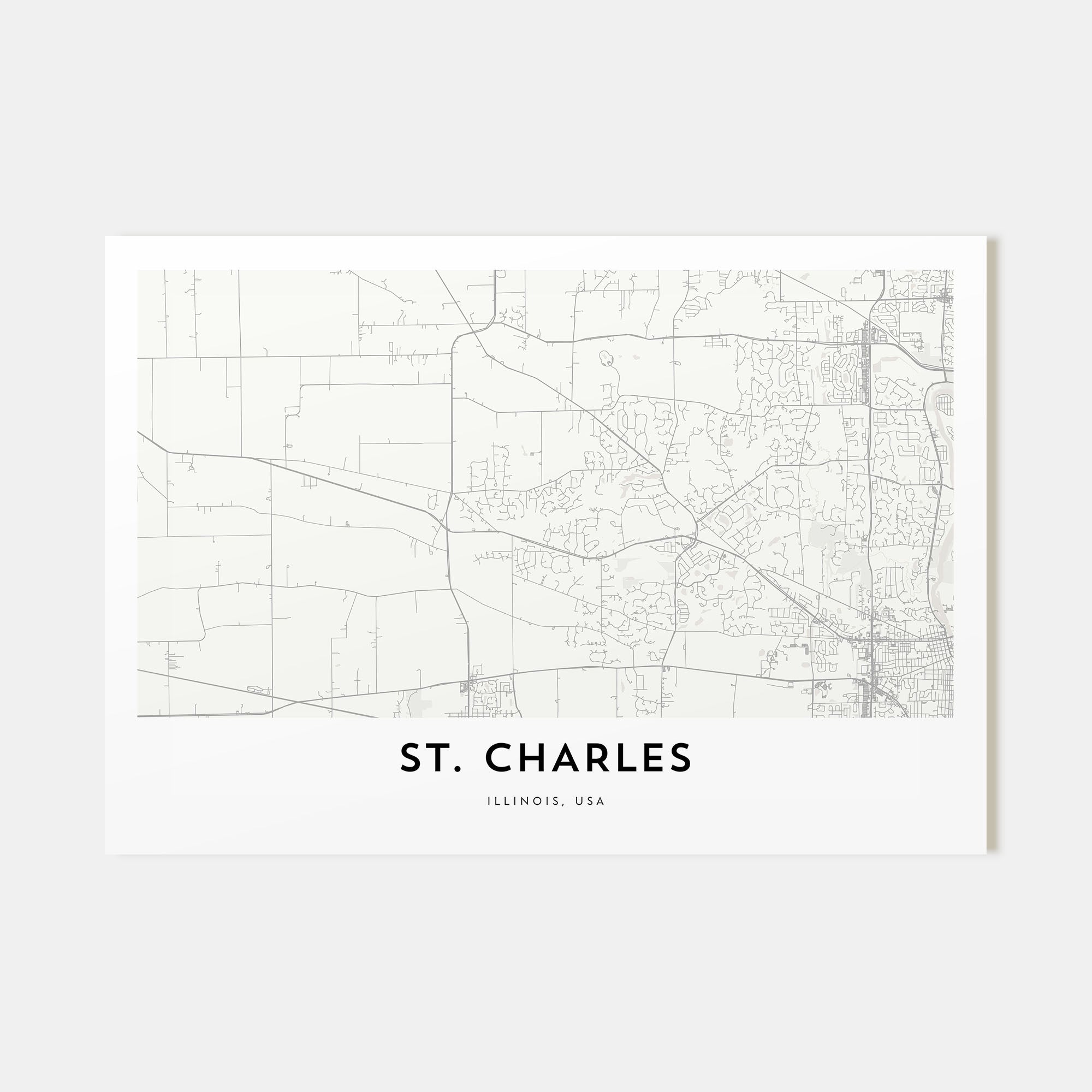 St. Charles, Illinois Map Landscape Poster