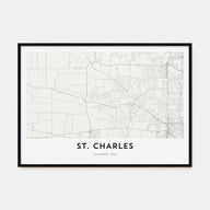 St. Charles, Illinois Map Landscape Poster