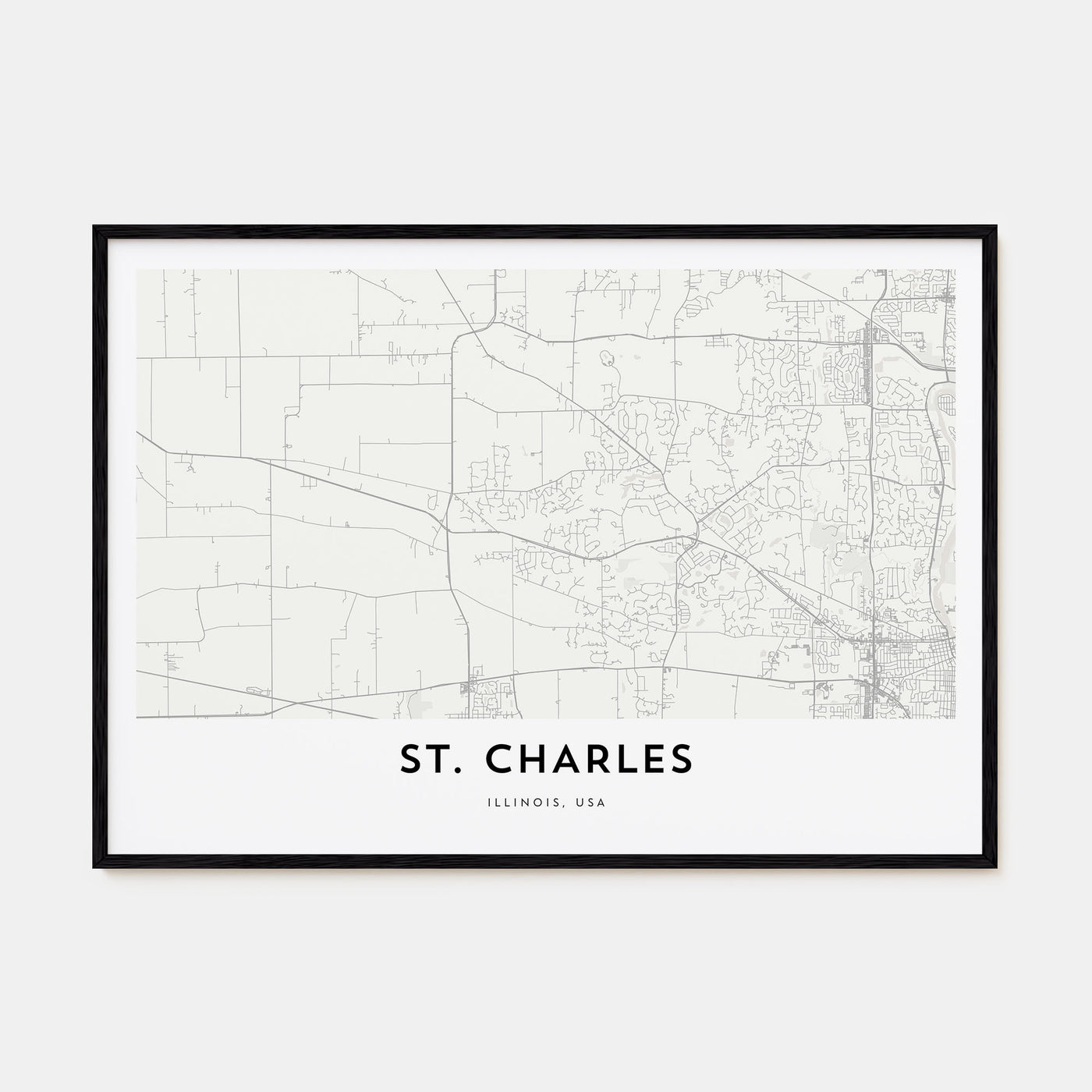 St. Charles, Illinois Map Landscape Poster