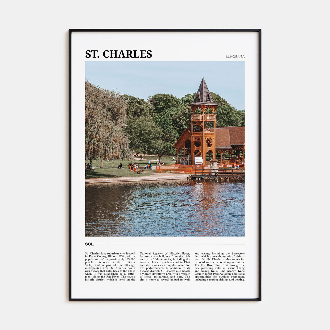St. Charles, Illinois Travel Color Poster