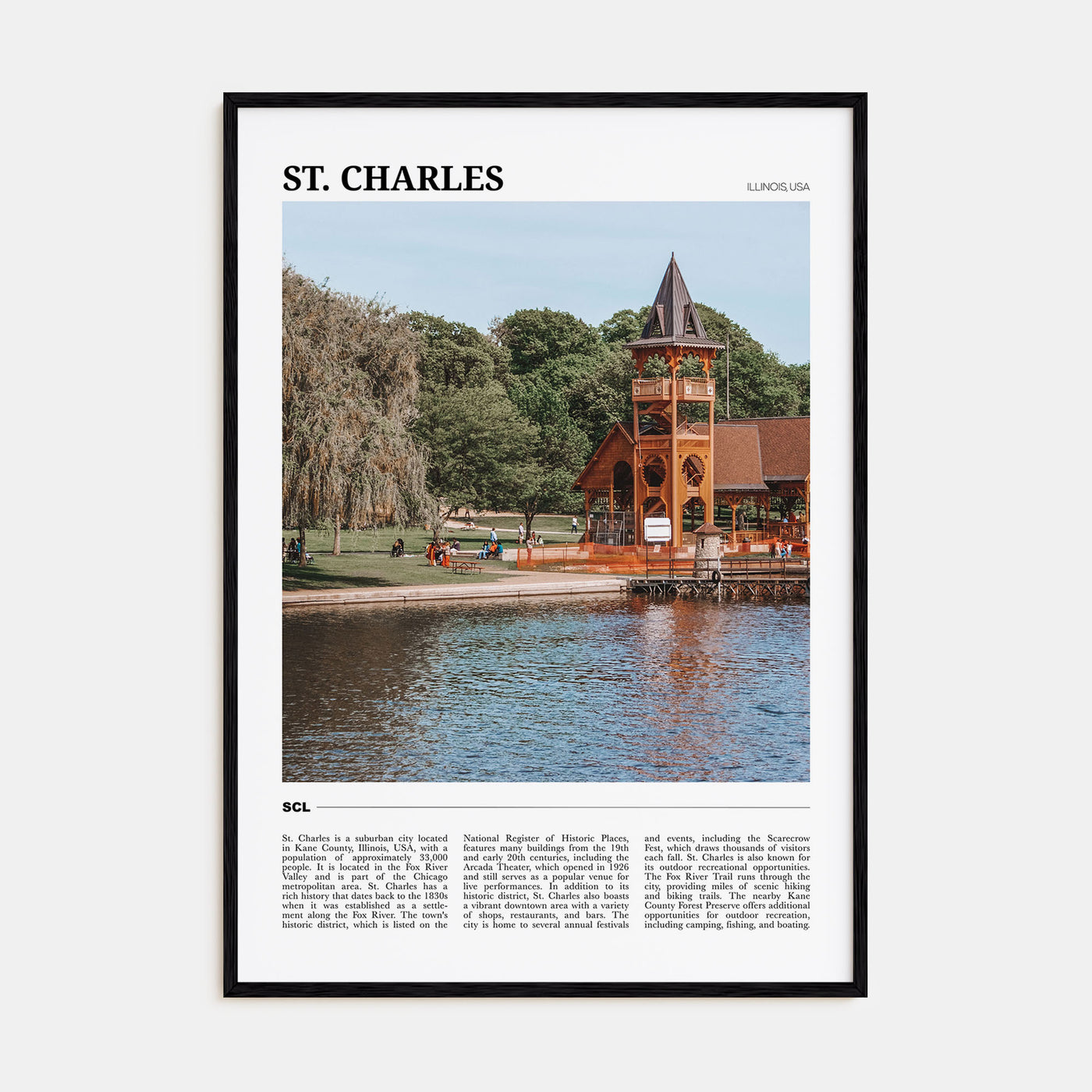 St. Charles, Illinois Travel Color Poster