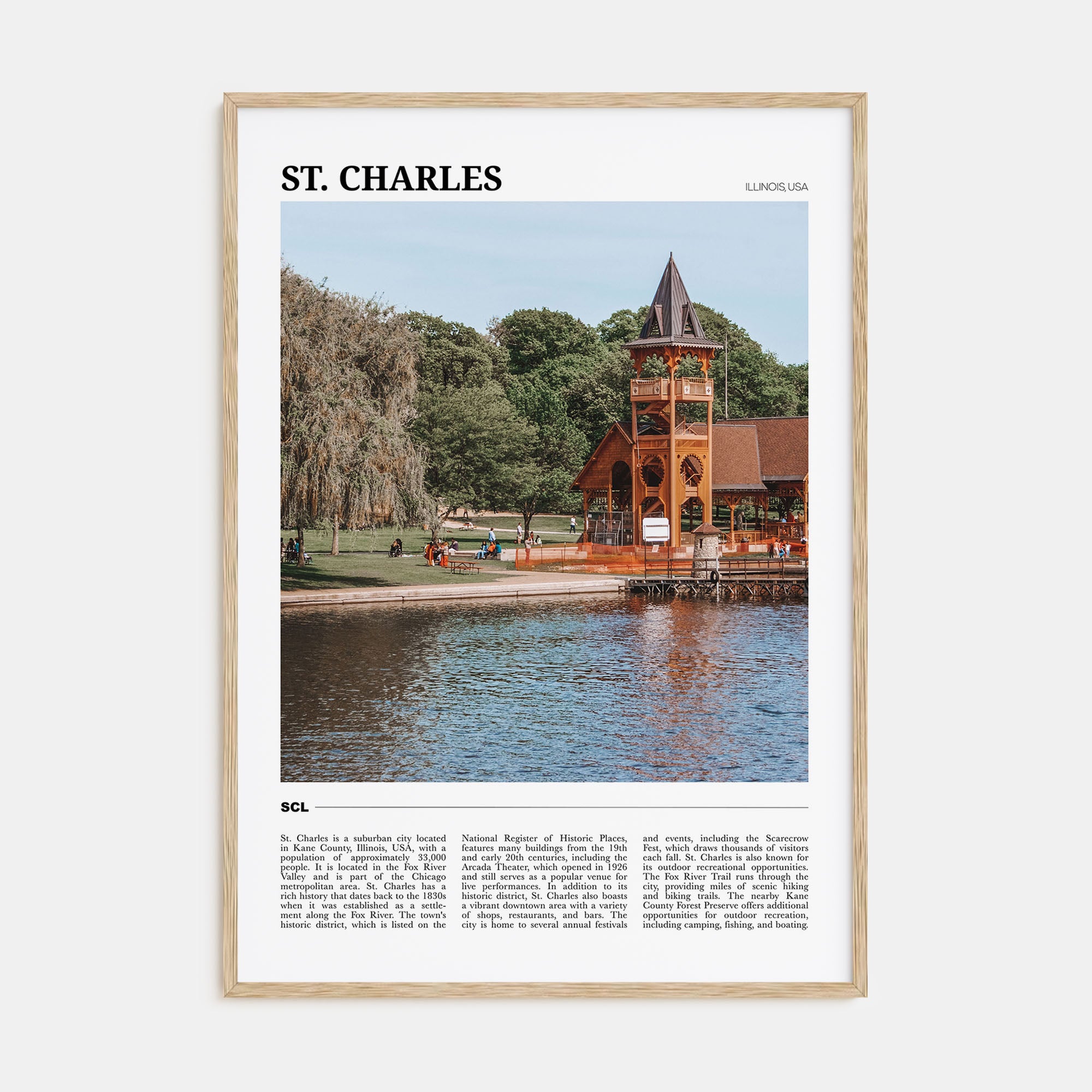 St. Charles, Illinois Travel Color Poster