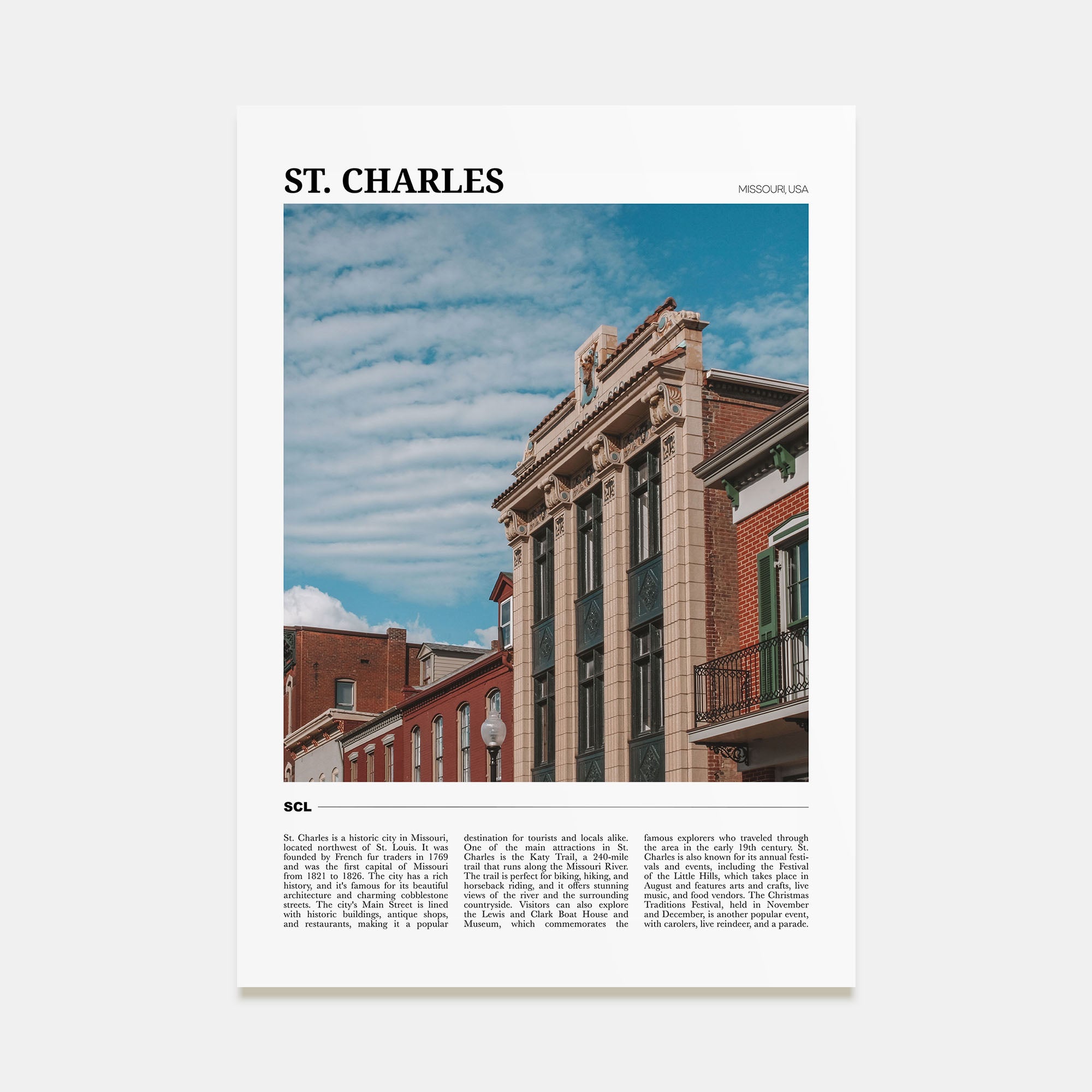 St. Charles, Missouri Travel Color Poster