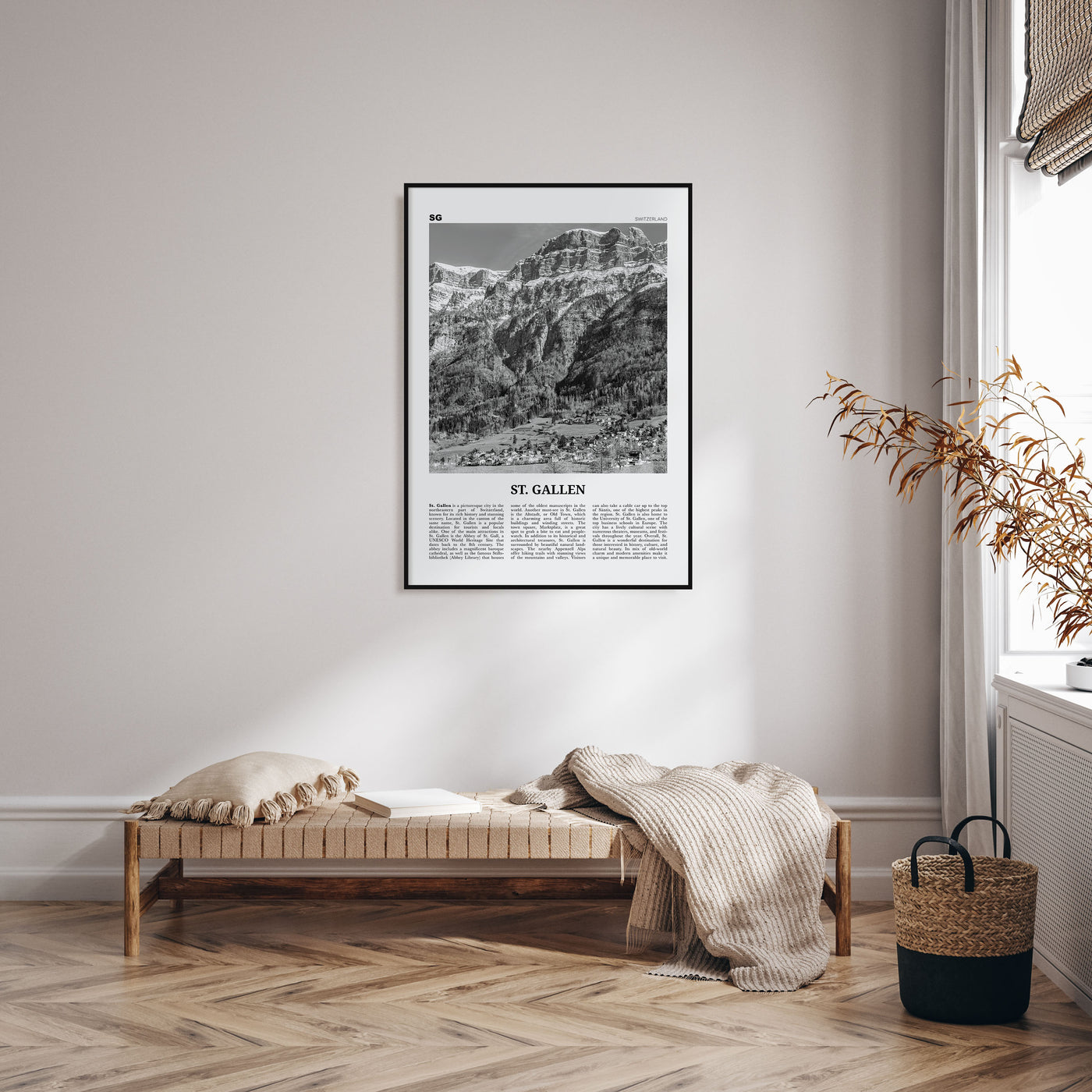 St. Gallen Travel B&W Poster