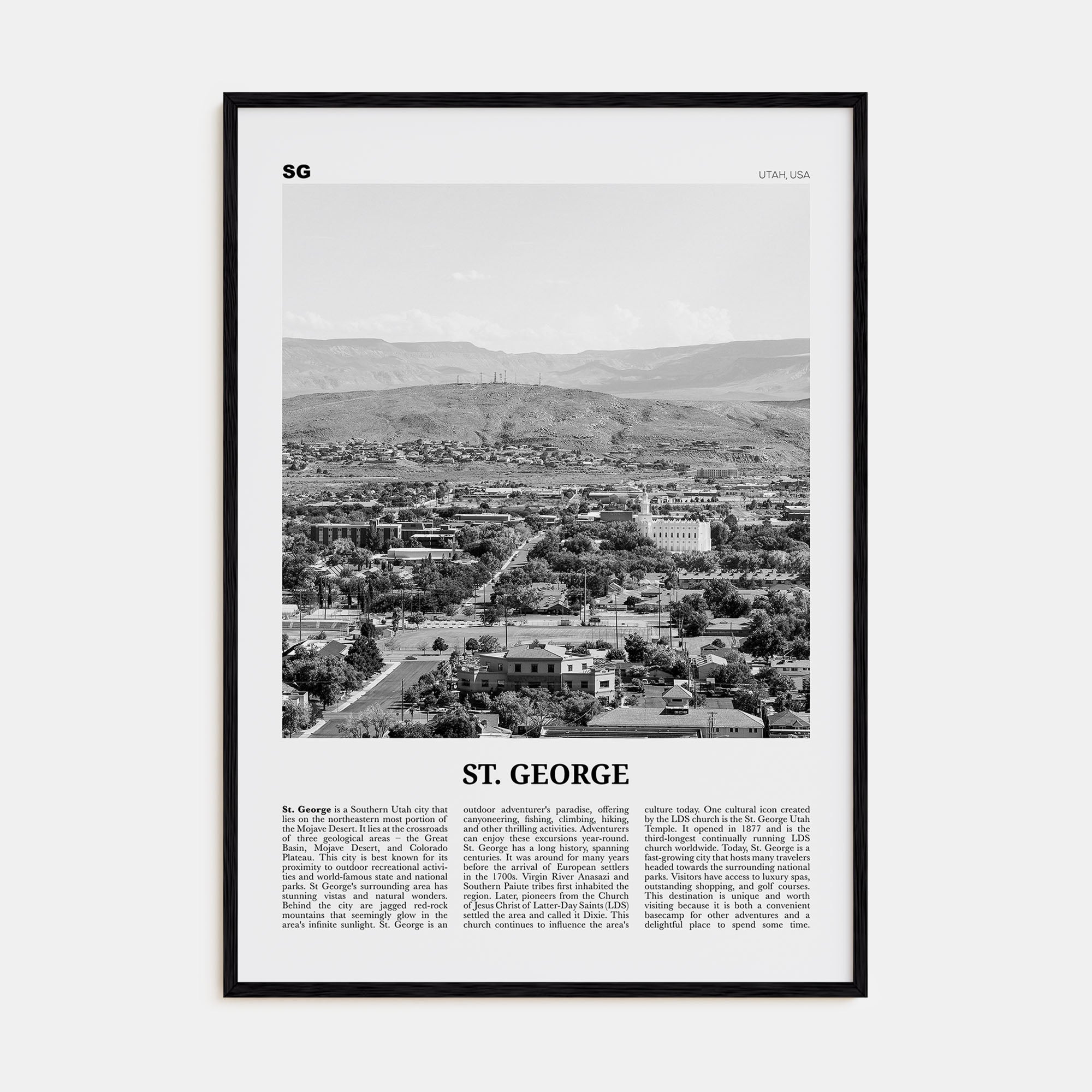 St. George Travel B&W Poster