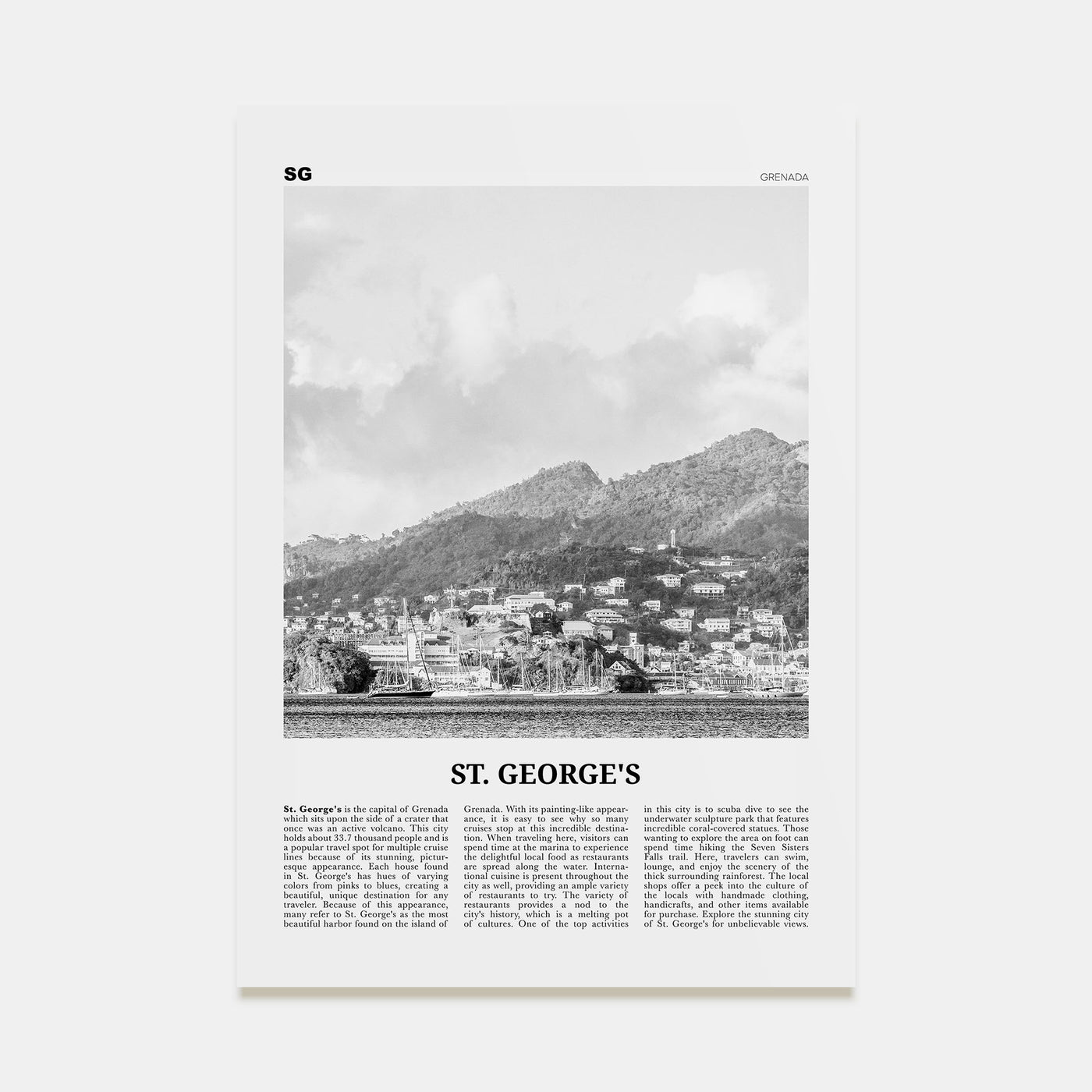 St. George's Travel B&W Poster