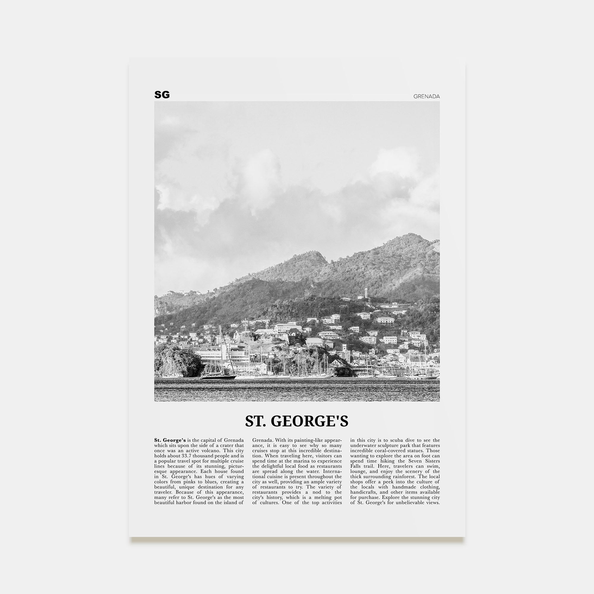 St. George's Travel B&W Poster