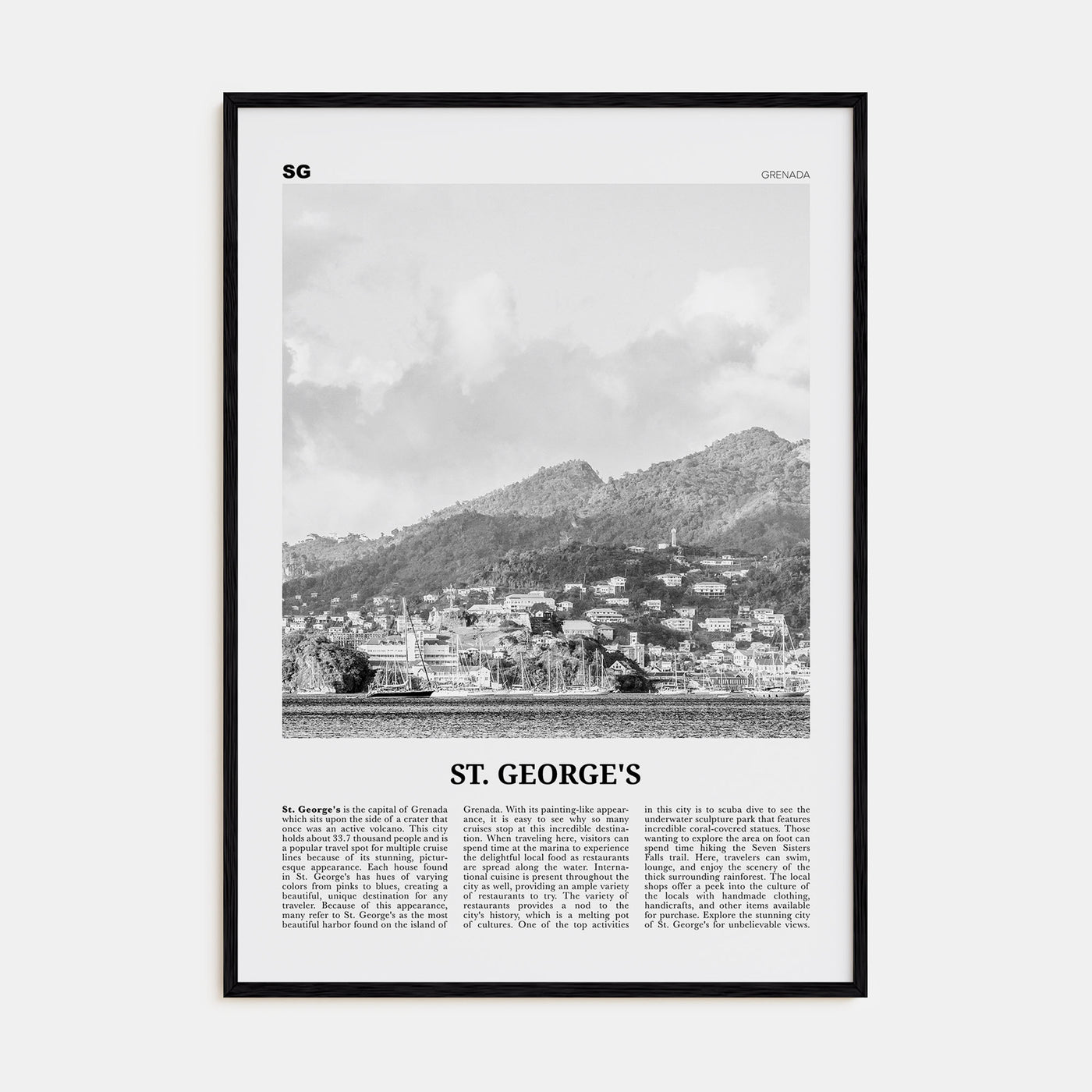 St. George's Travel B&W Poster