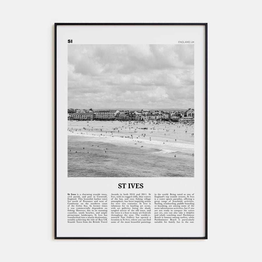 St. Ives Travel B&W Poster