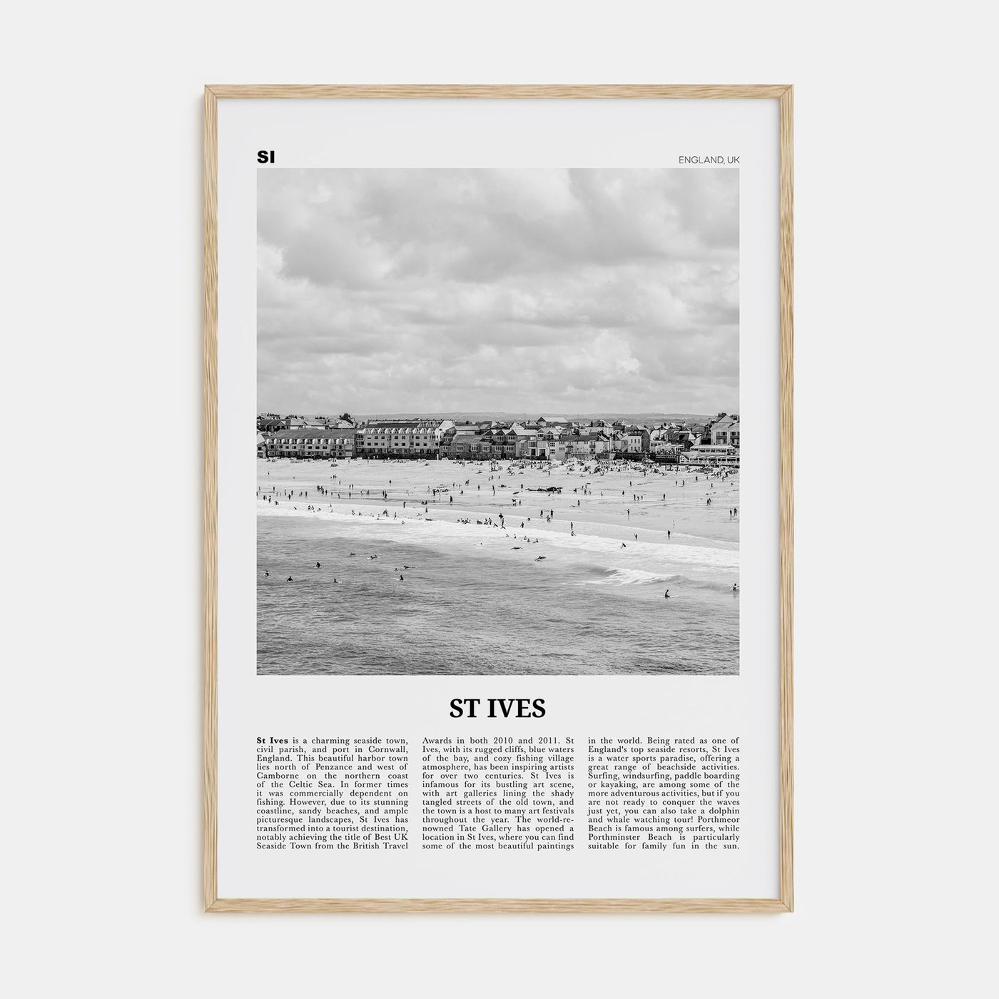 St. Ives Travel B&W Poster