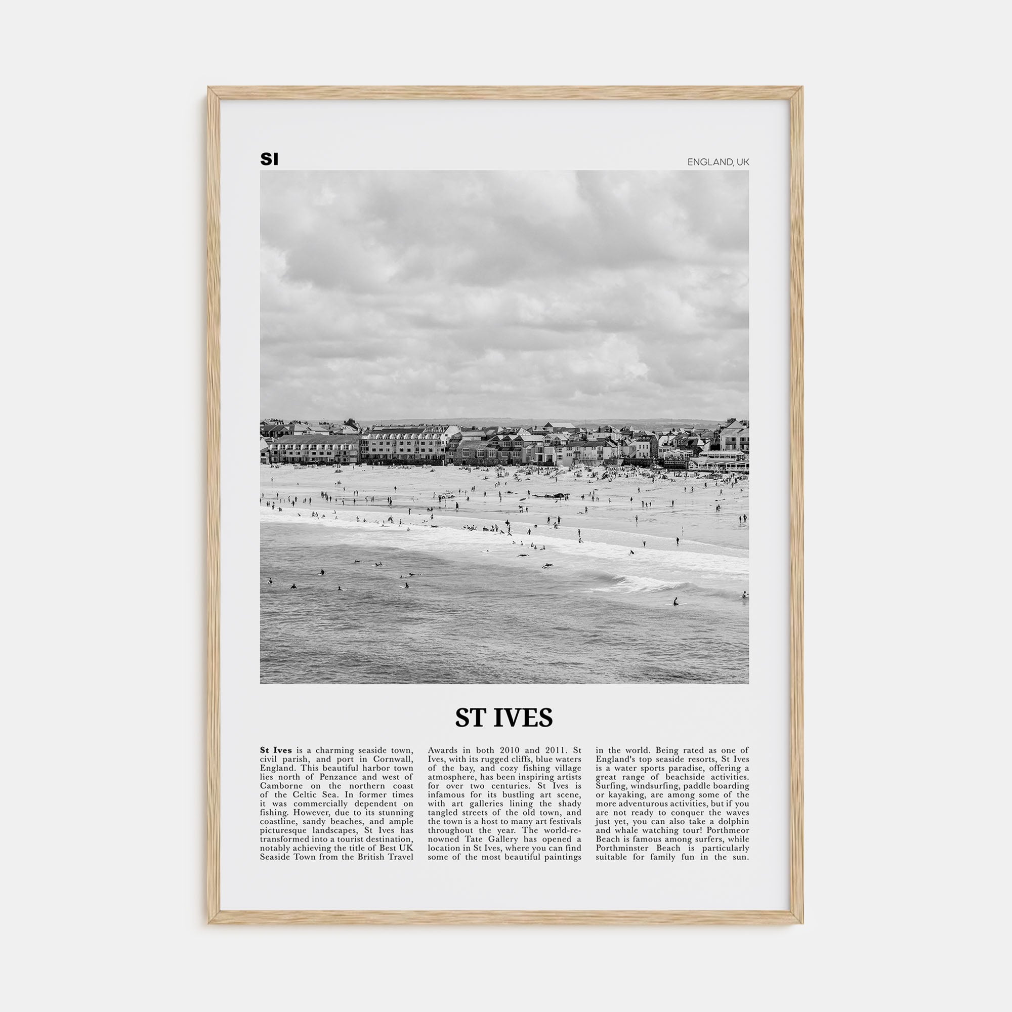 St. Ives Travel B&W Poster