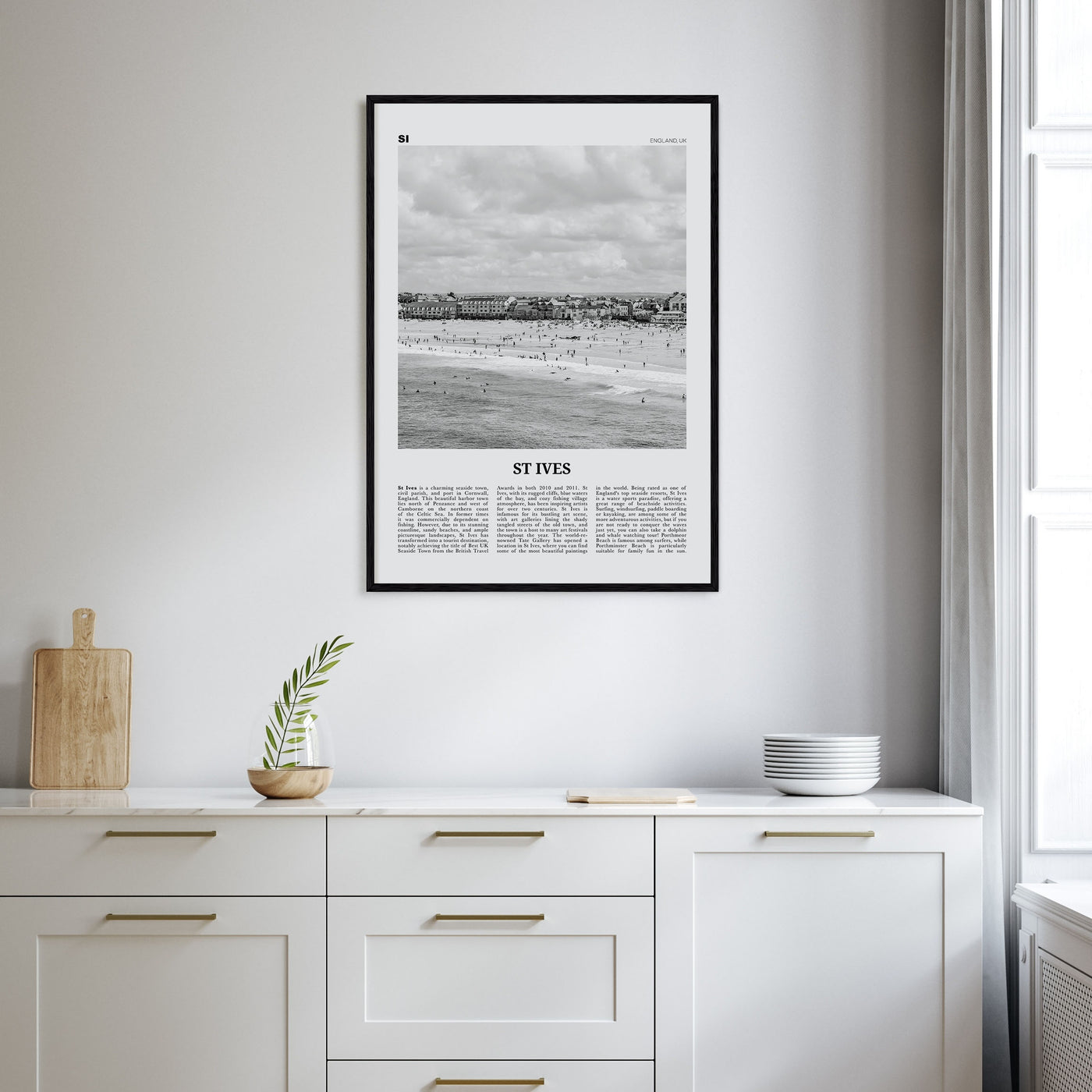 St. Ives Travel B&W Poster