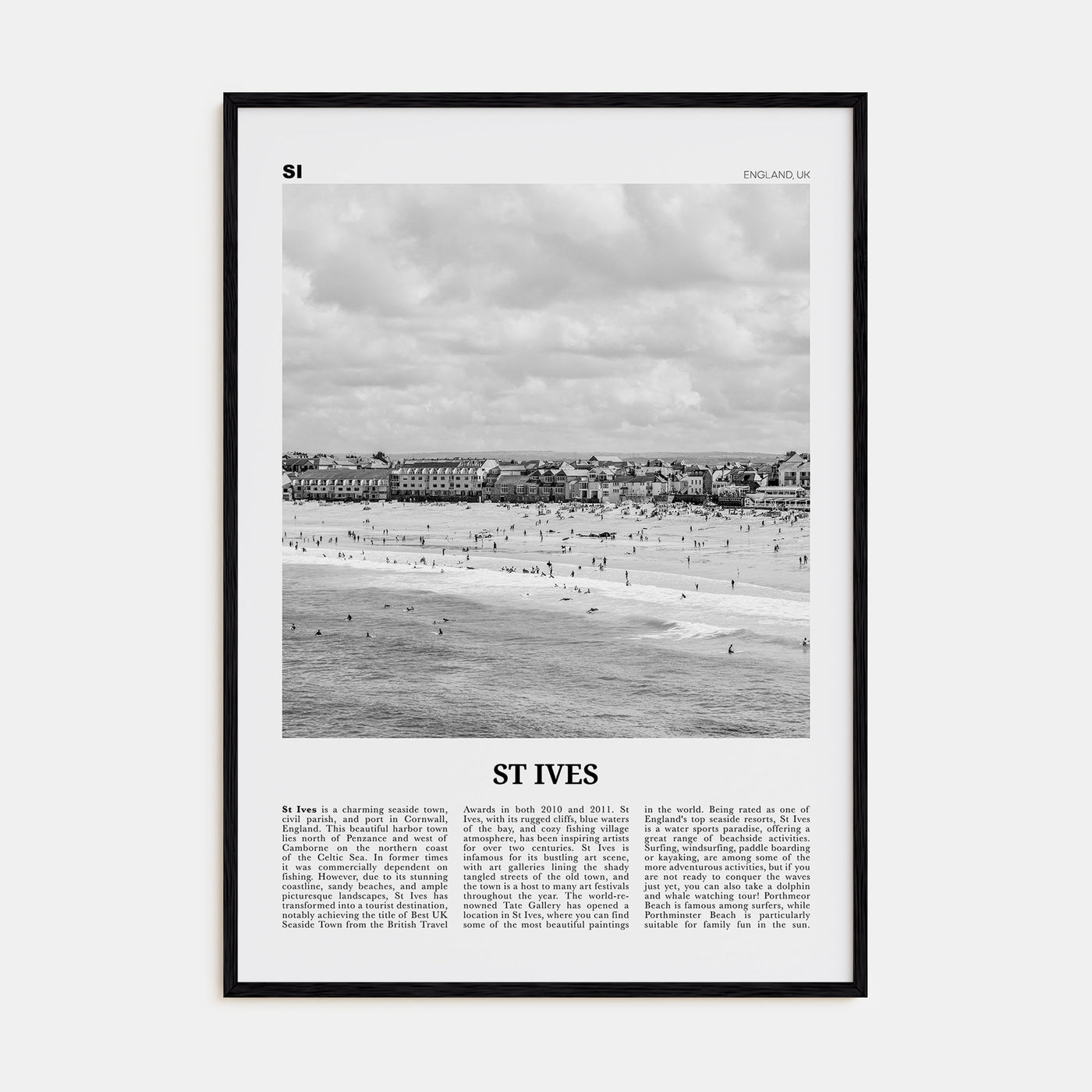 St. Ives Travel B&W Poster