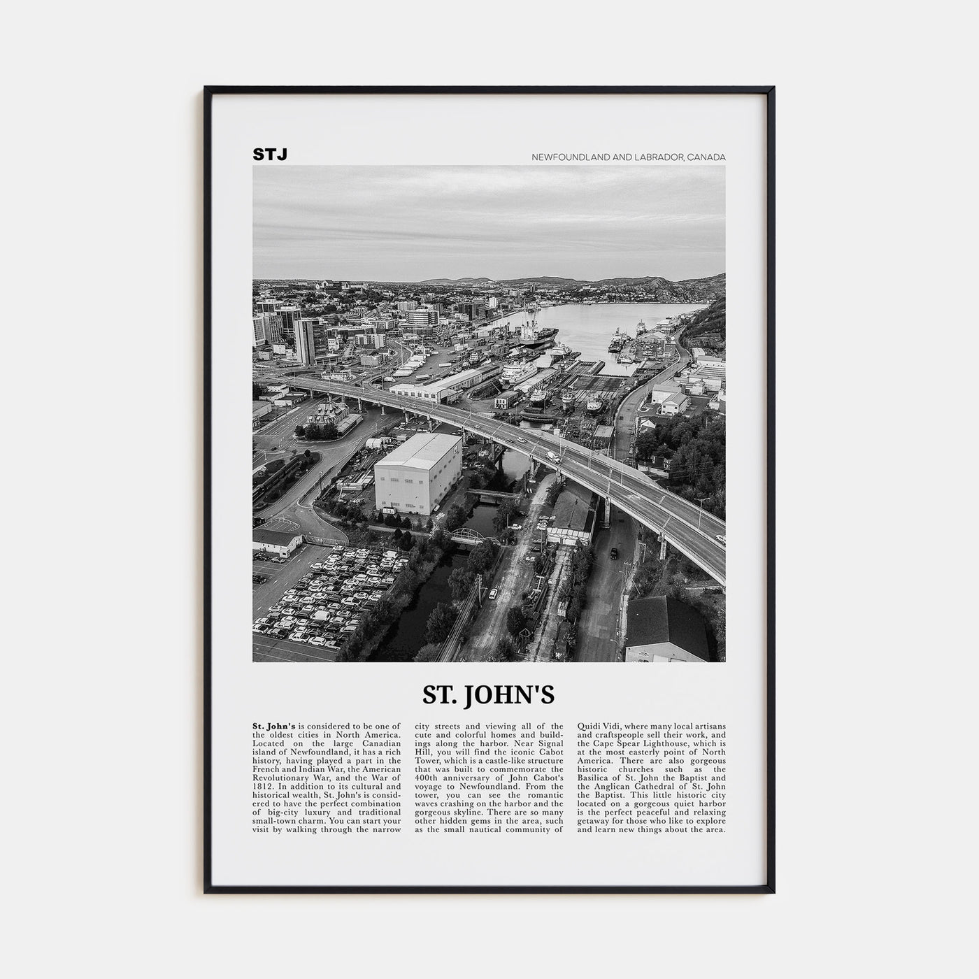 St. John's Travel B&W Poster