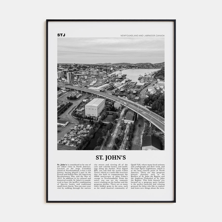St. John's Travel B&W Poster