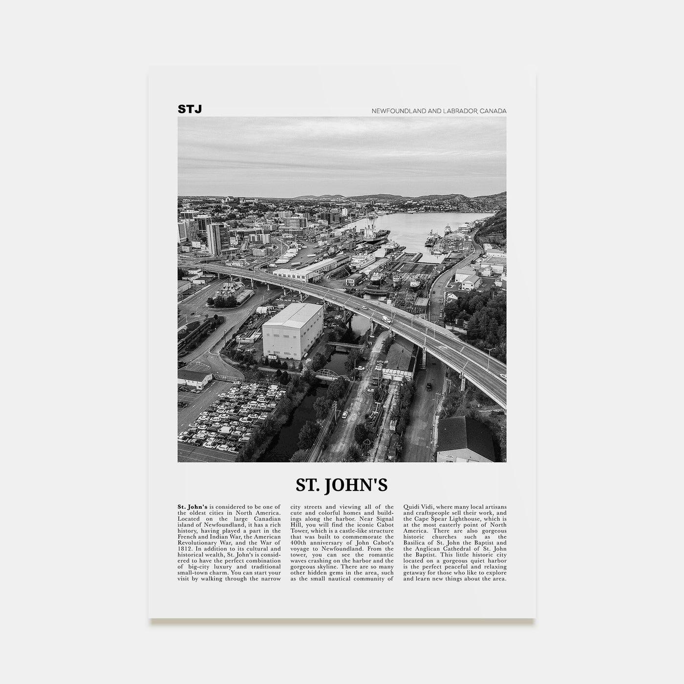 St. John's Travel B&W Poster