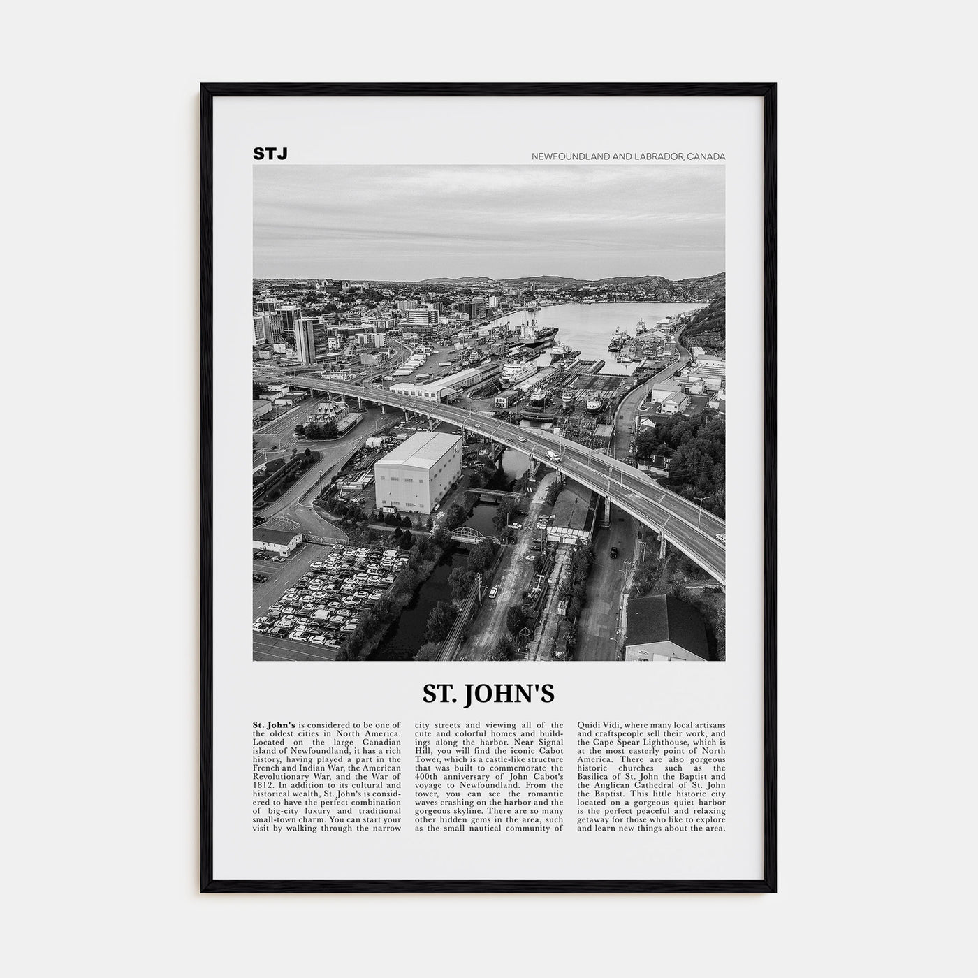 St. John's Travel B&W Poster
