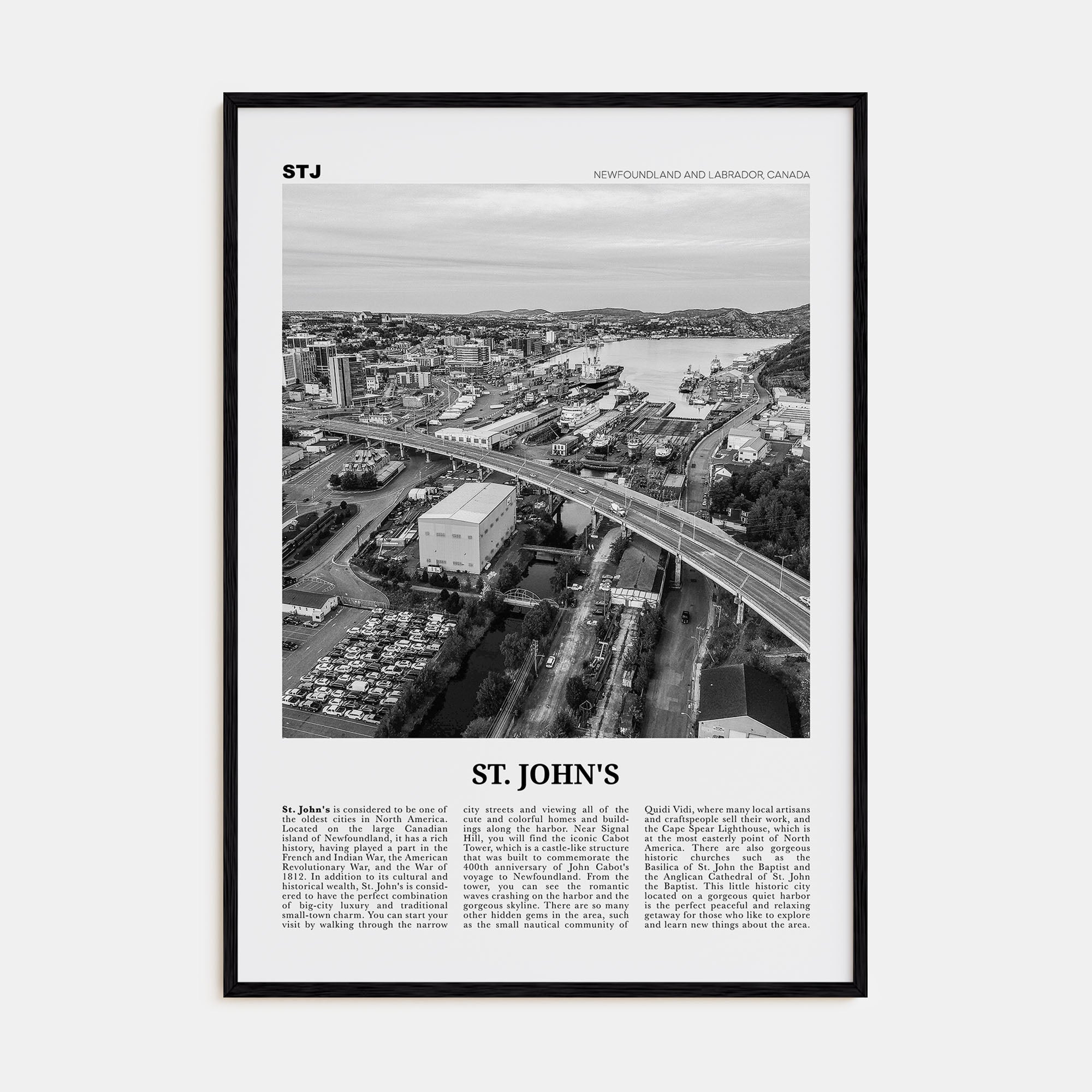St. John's Travel B&W Poster