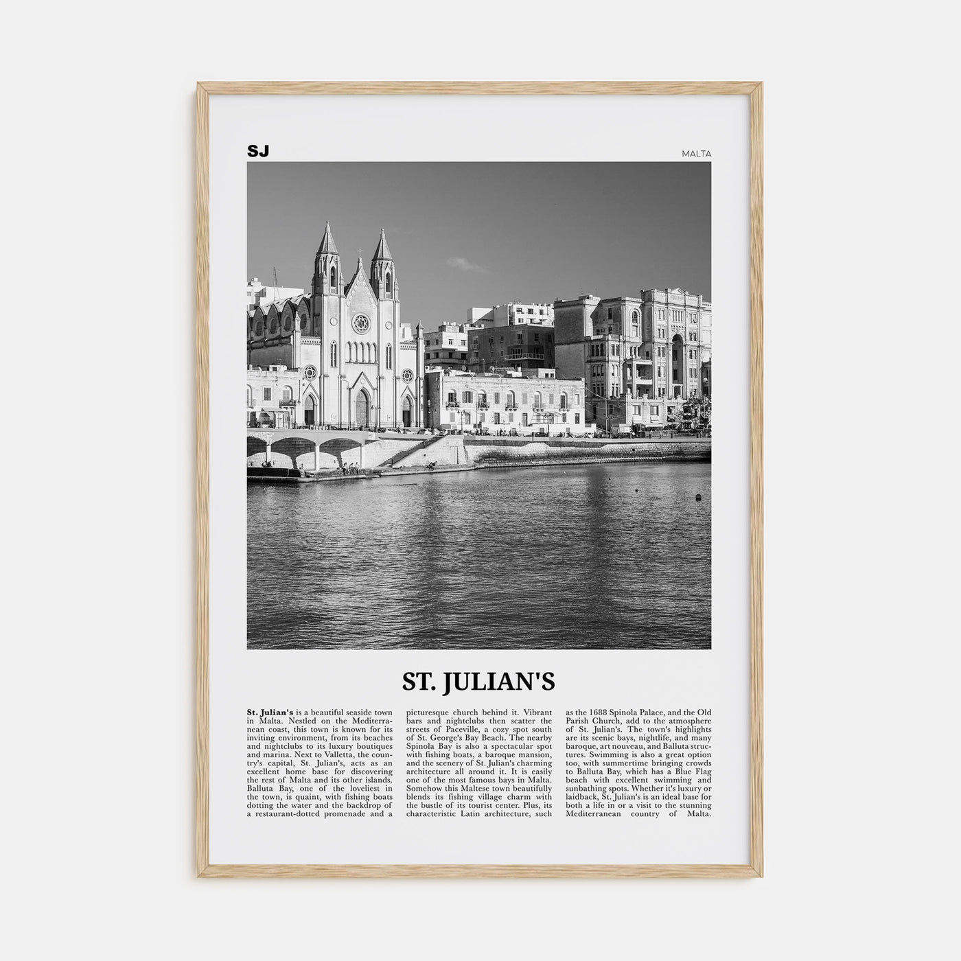 St. Julian's Travel B&W Poster