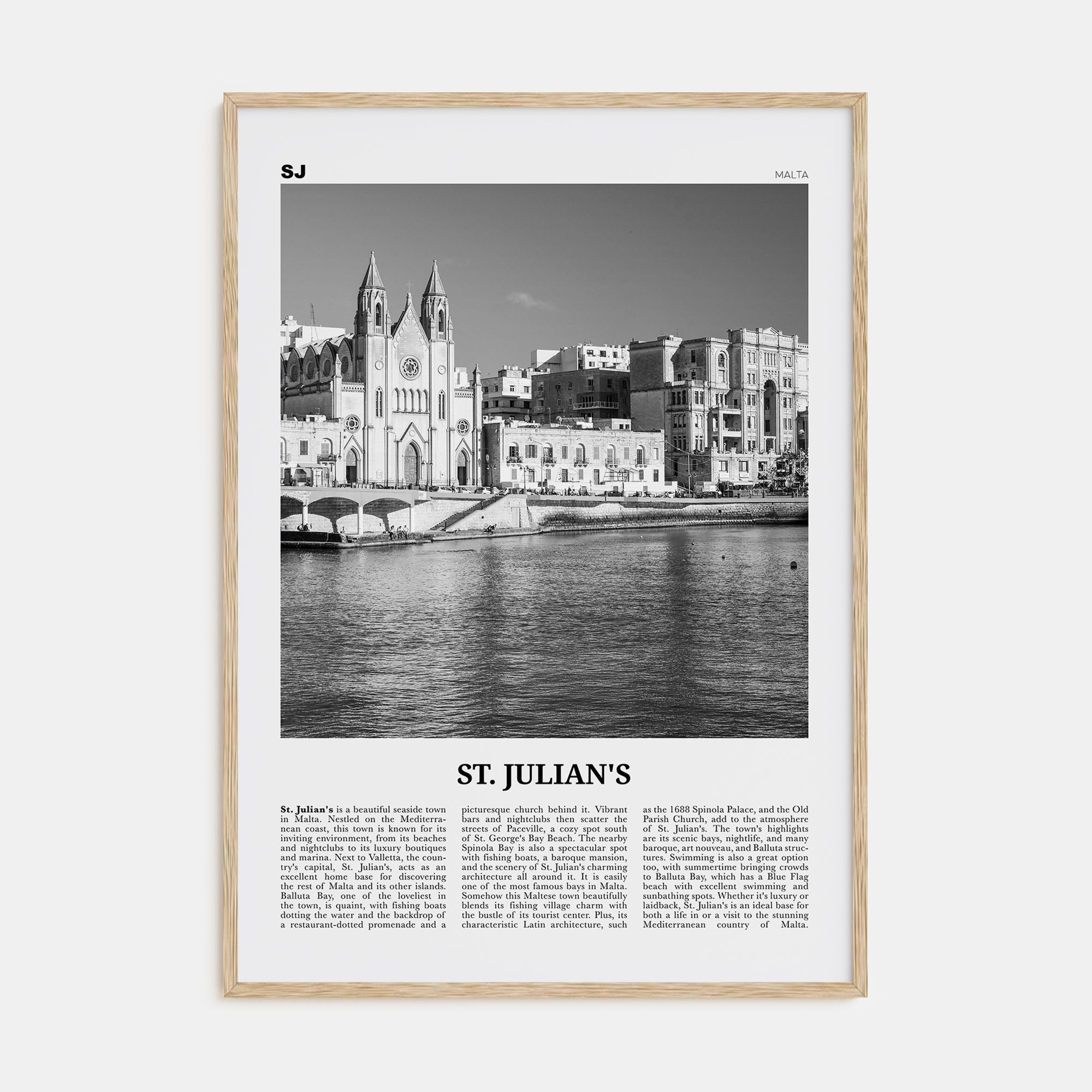 St. Julian's Travel B&W Poster