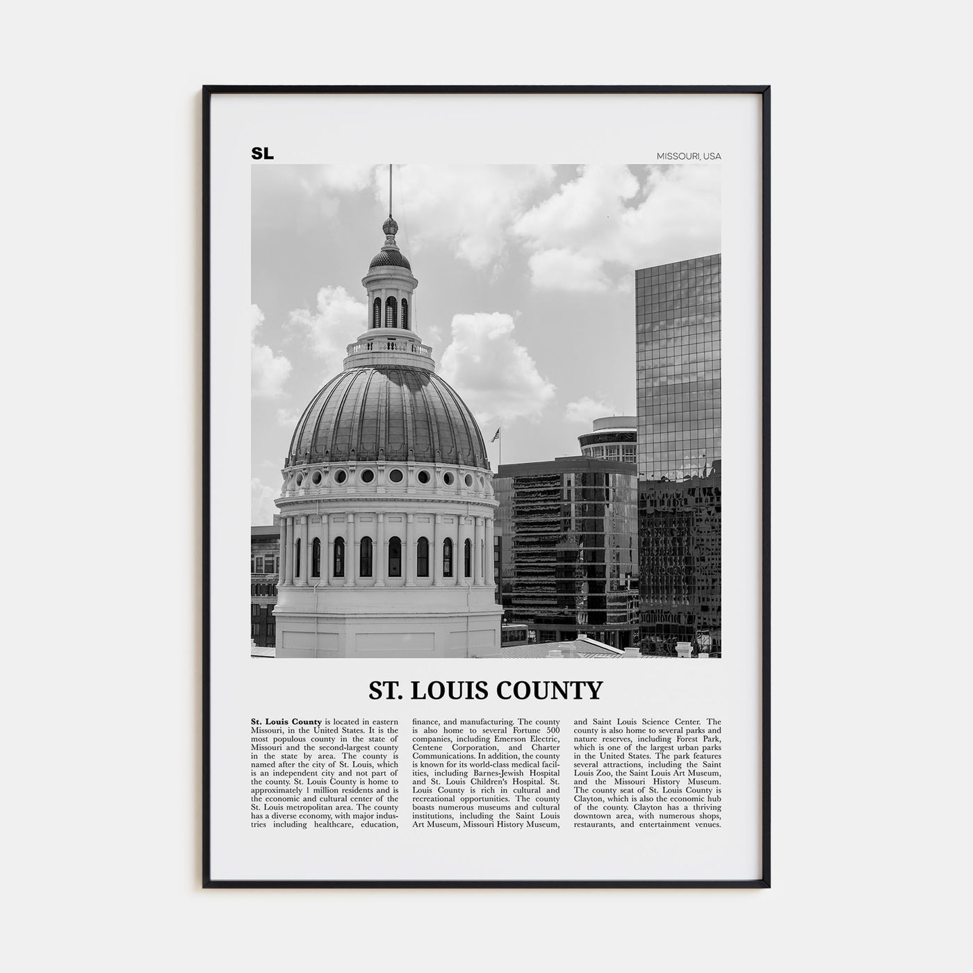 St. Louis County Travel B&W Poster