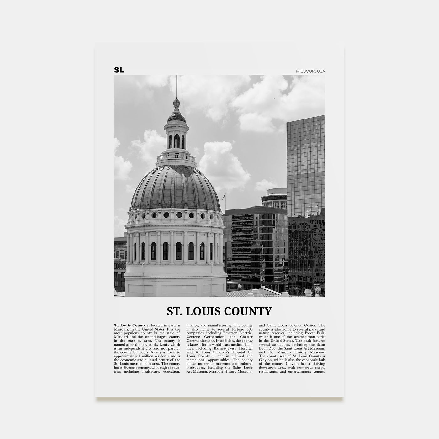 St. Louis County Travel B&W Poster