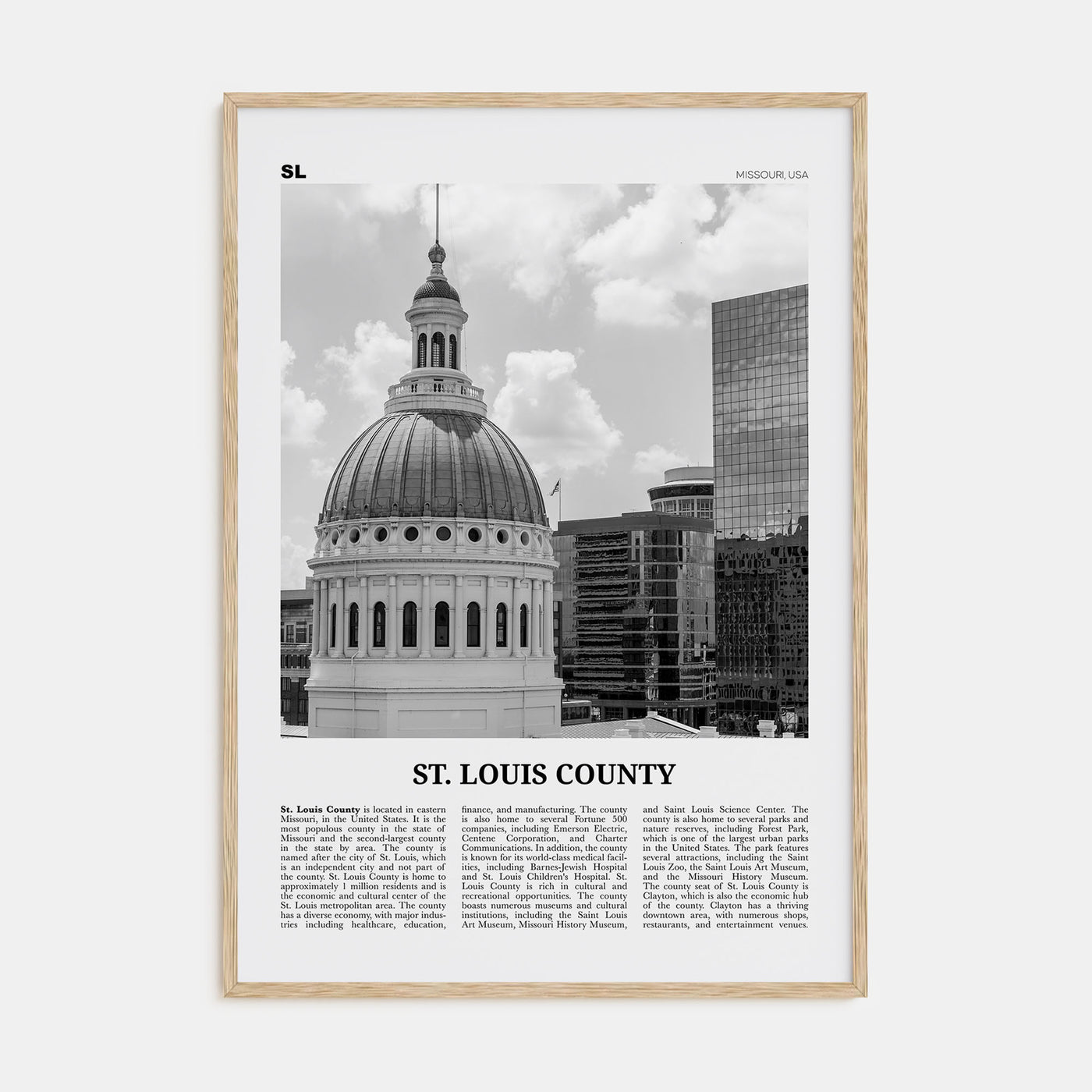 St. Louis County Travel B&W Poster