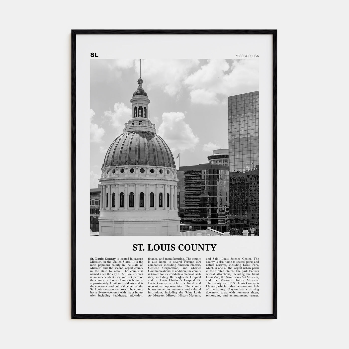 St. Louis County Travel B&W Poster