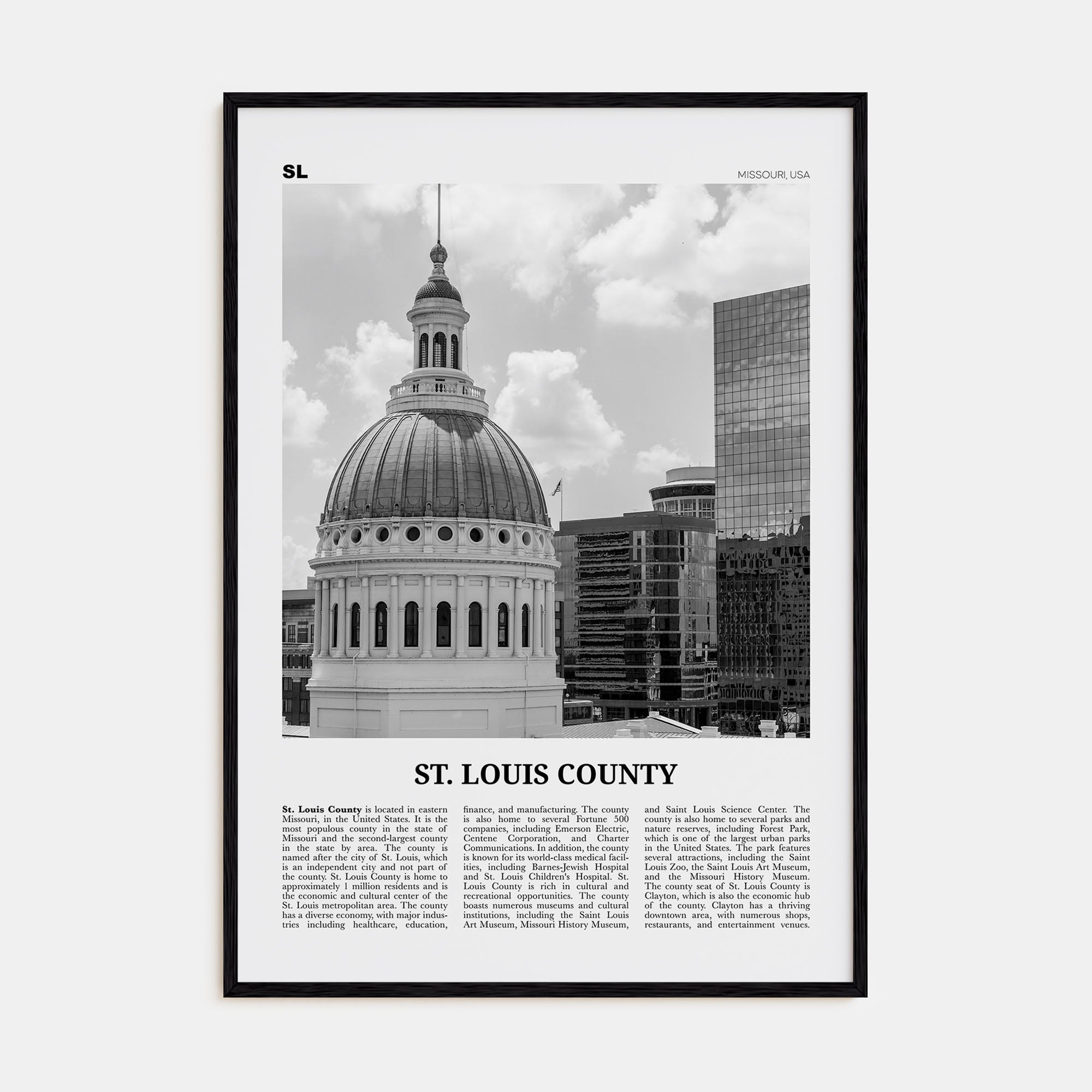 St. Louis County Travel B&W Poster
