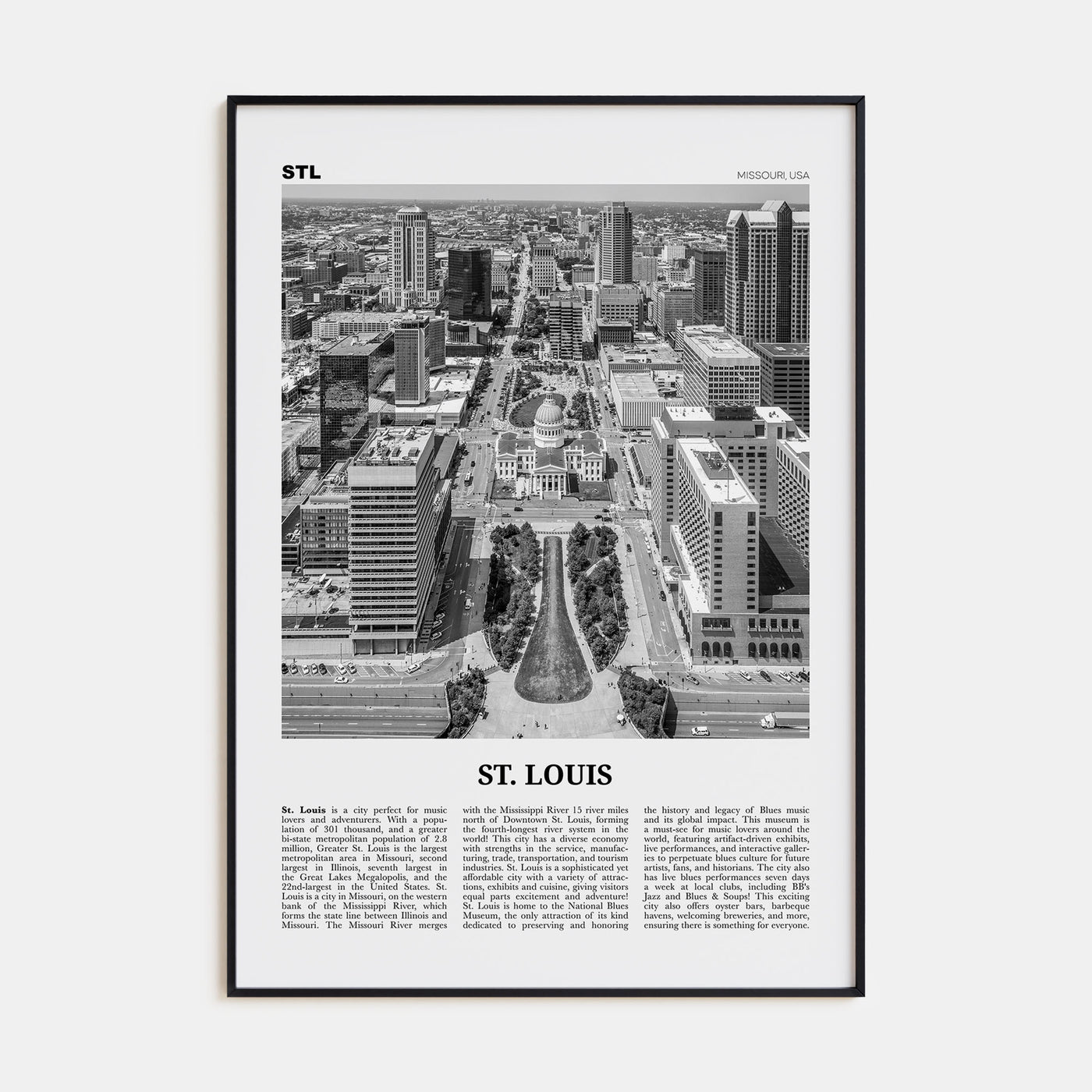 St. Louis Travel B&W No 2 Poster