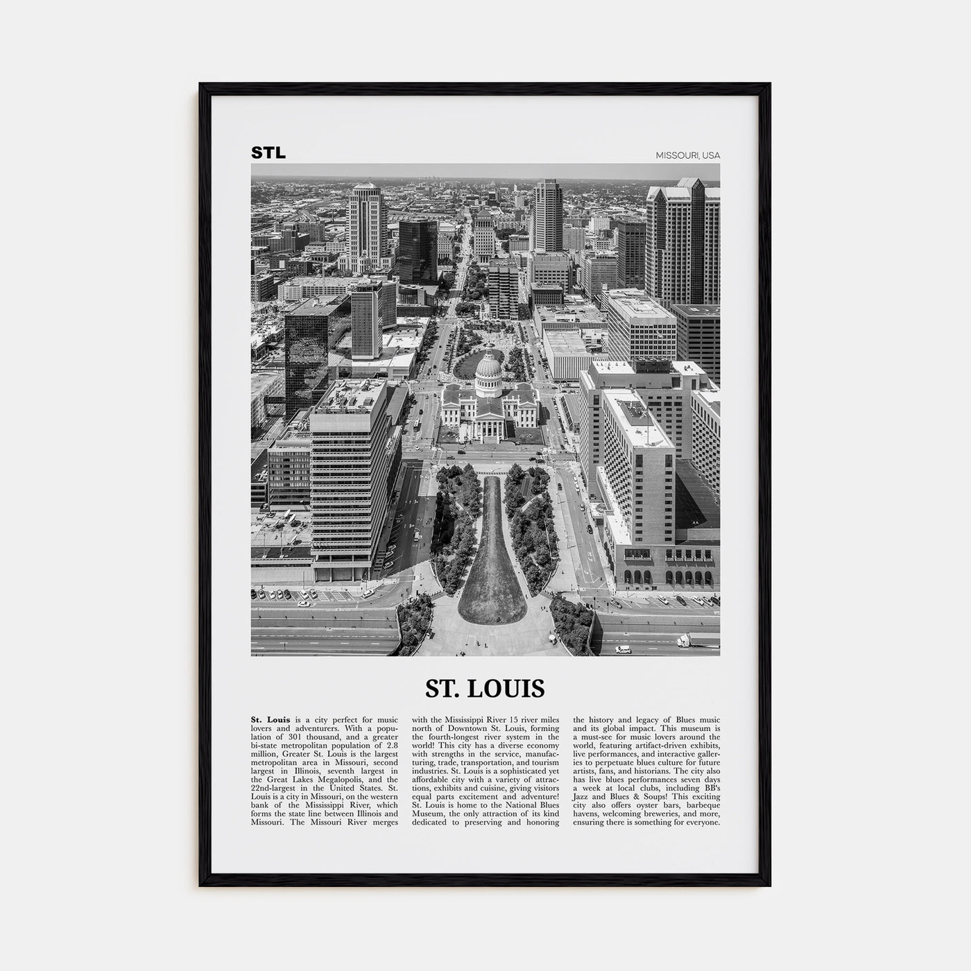 St. Louis Travel B&W No 2 Poster