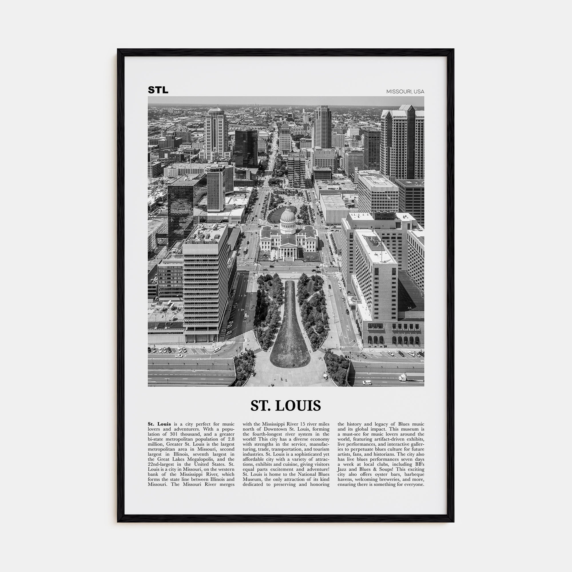 St. Louis Travel B&W No 2 Poster