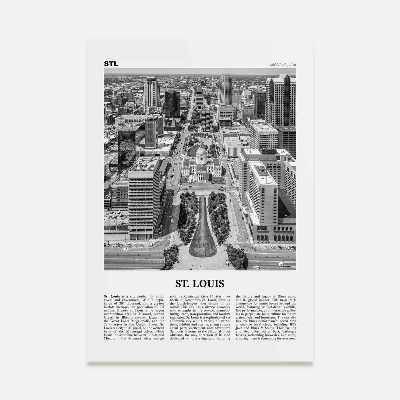 St. Louis Travel B&W No 2 Poster