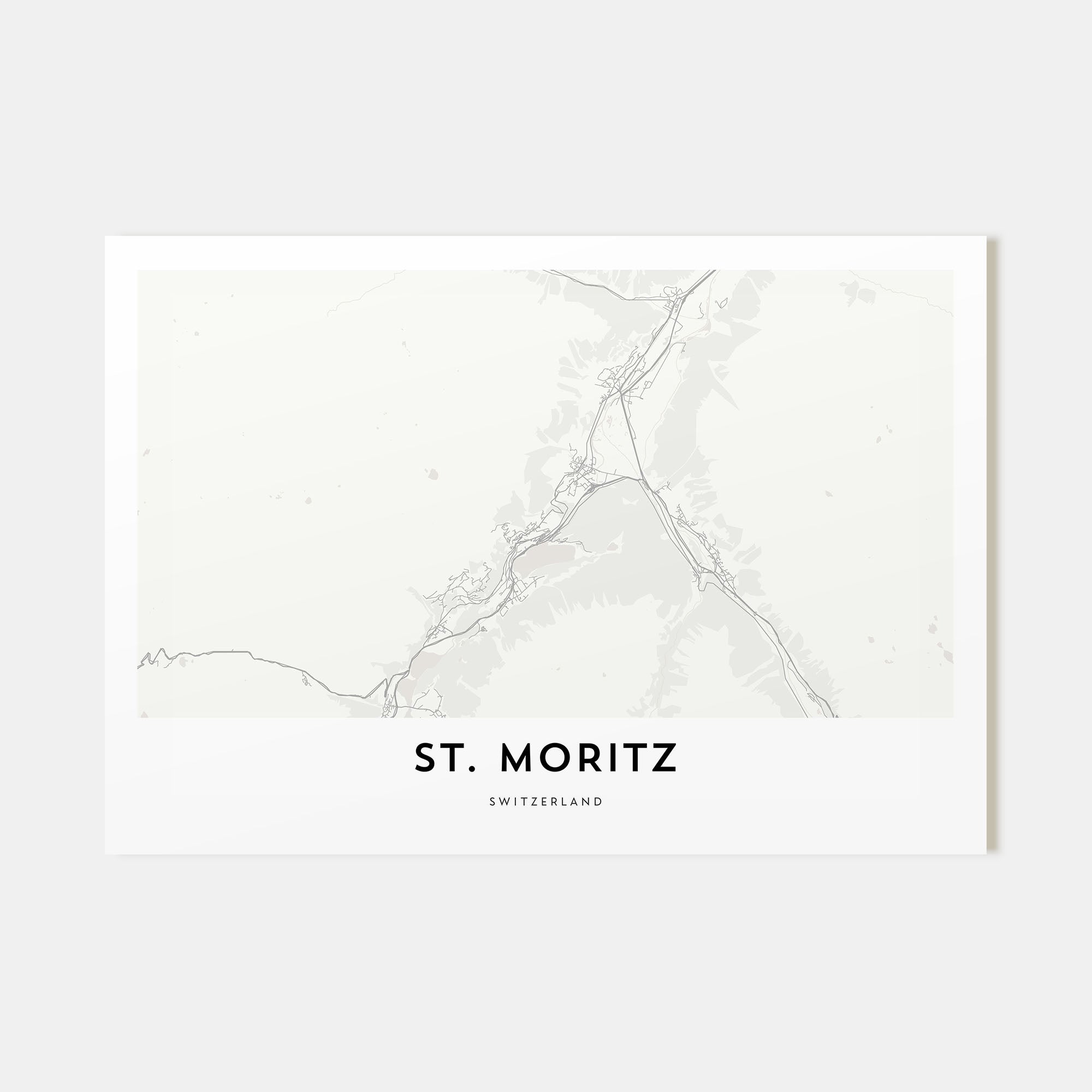 St. Moritz Map Landscape Poster