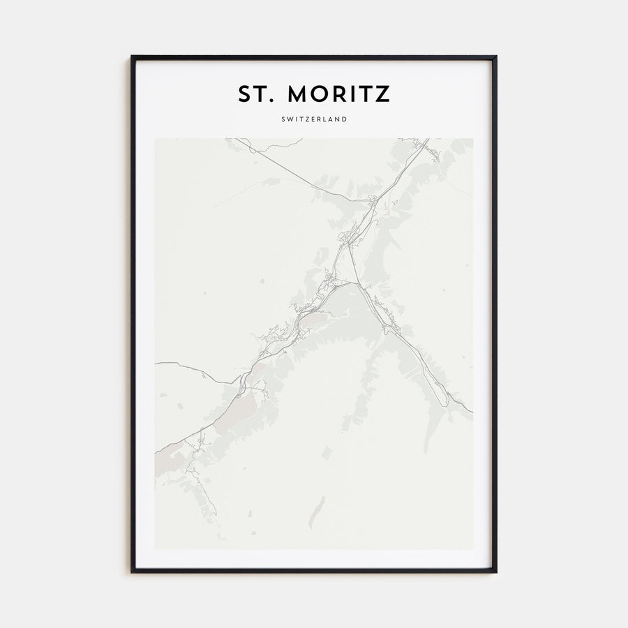 St. Moritz Map Portrait Poster